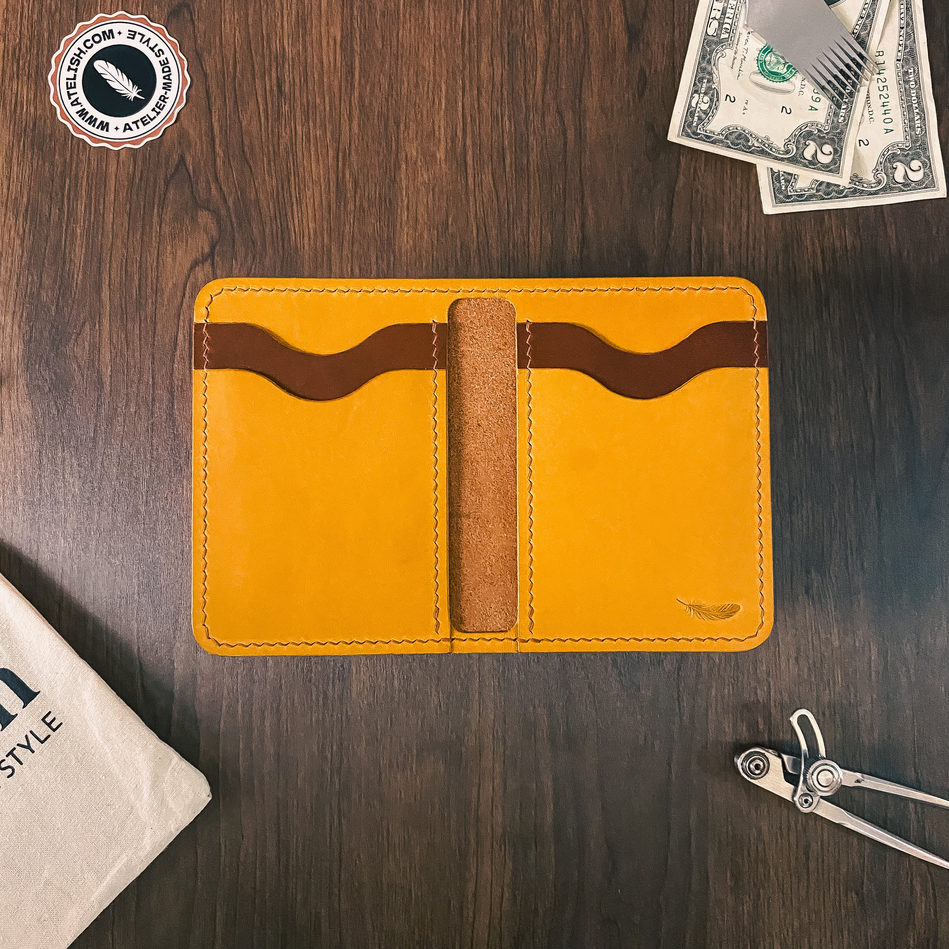 Atelish Buttero Leather Bifold Card Holder