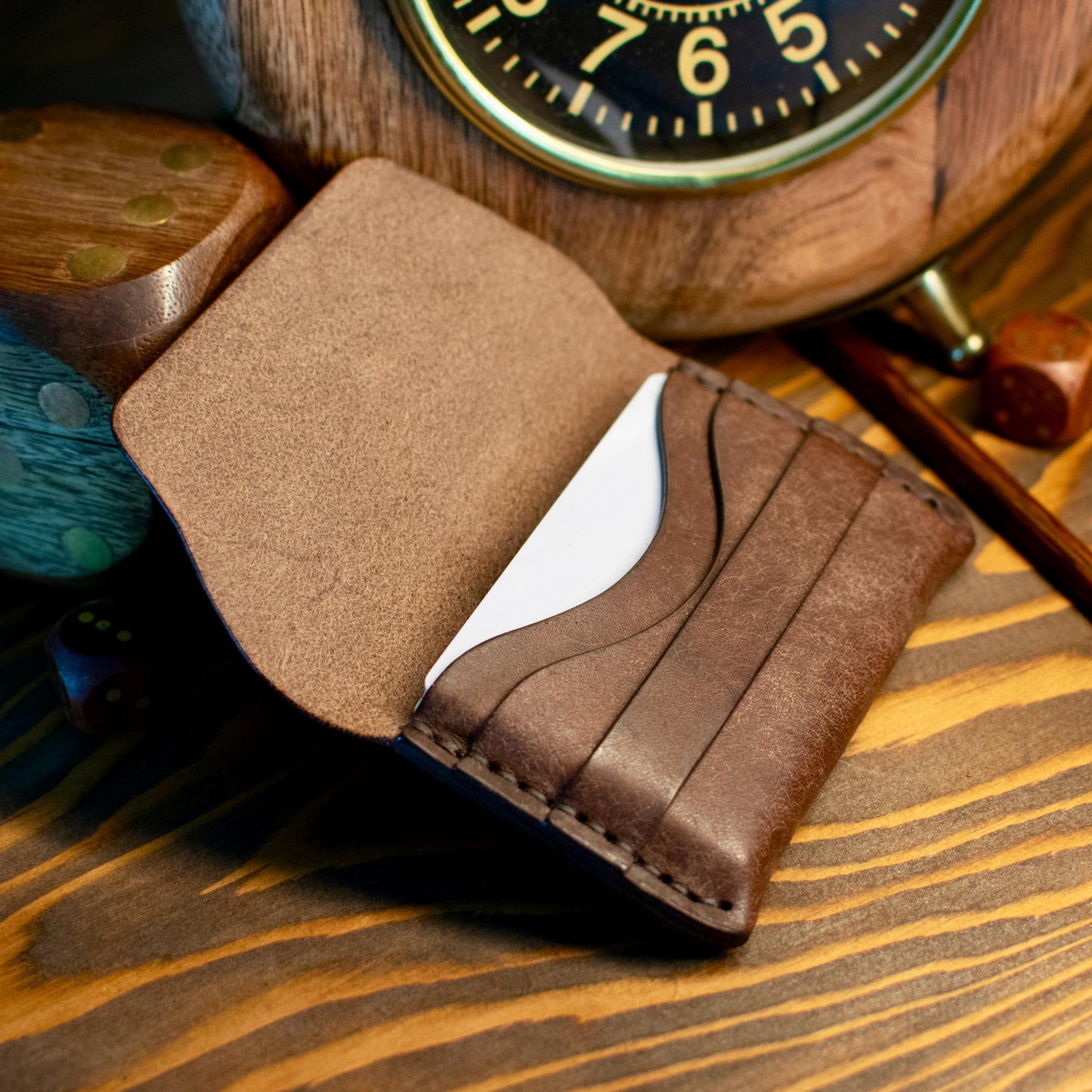 Handmade Italian Pueblo Leather Wallet – Minimalist Slim Flap Card Holder for Men & Women
