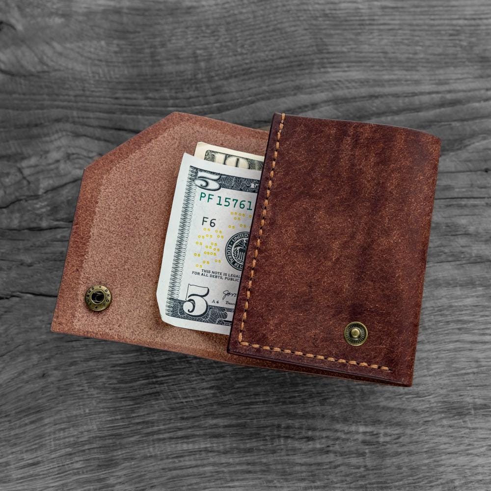 Handmade Minimalist Leather Cardholder – Slim Wallet in Full‑Grain Italian Leather