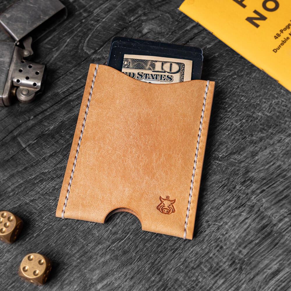 Handmade Cloak Leather Card Holder – Minimalist Slim Wallet in Full‑Grain Italian Leather
