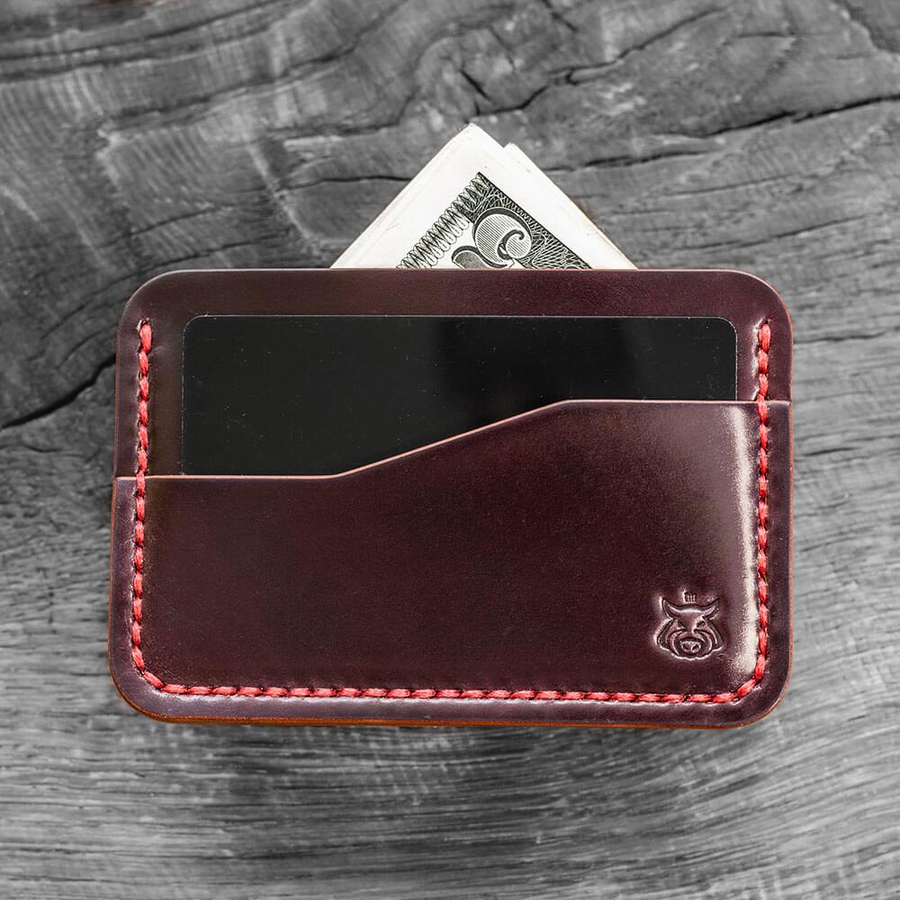 Handmade Horween Shell Cordovan Card Holder – Slim Front-Pocket Wallet