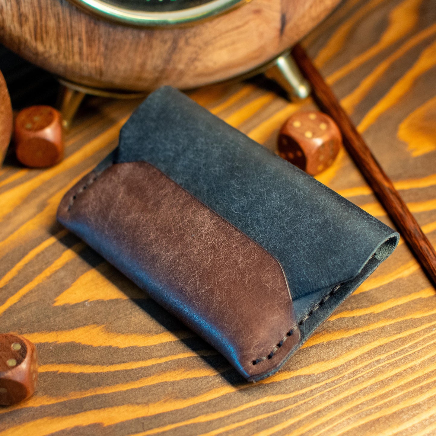Italian Pueblo Leather Cardholder – Handmade Slim Flap Wallet for Men & Women