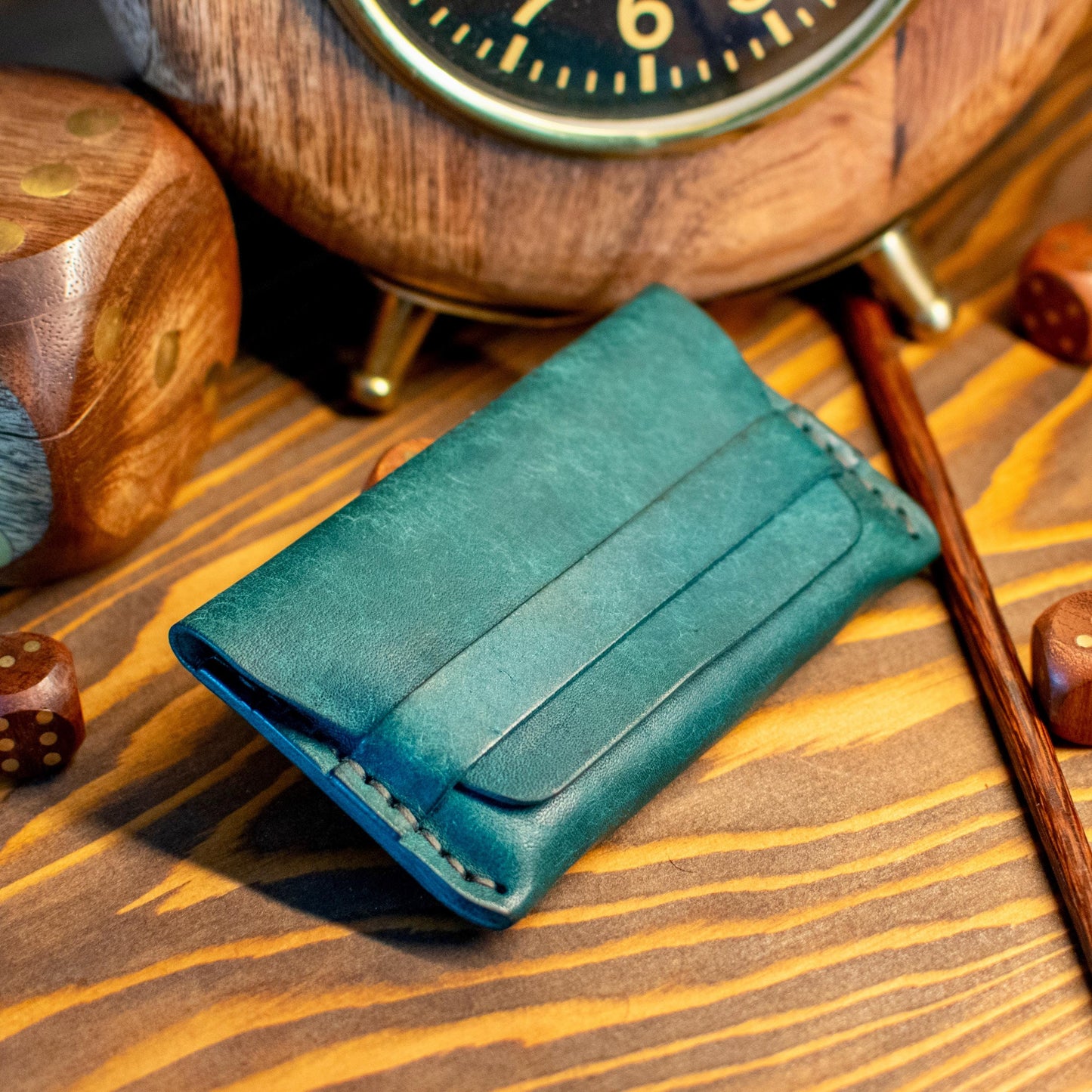 Handmade Italian Pueblo Leather Wallet – Minimalist Slim Flap Card Holder for Men & Women