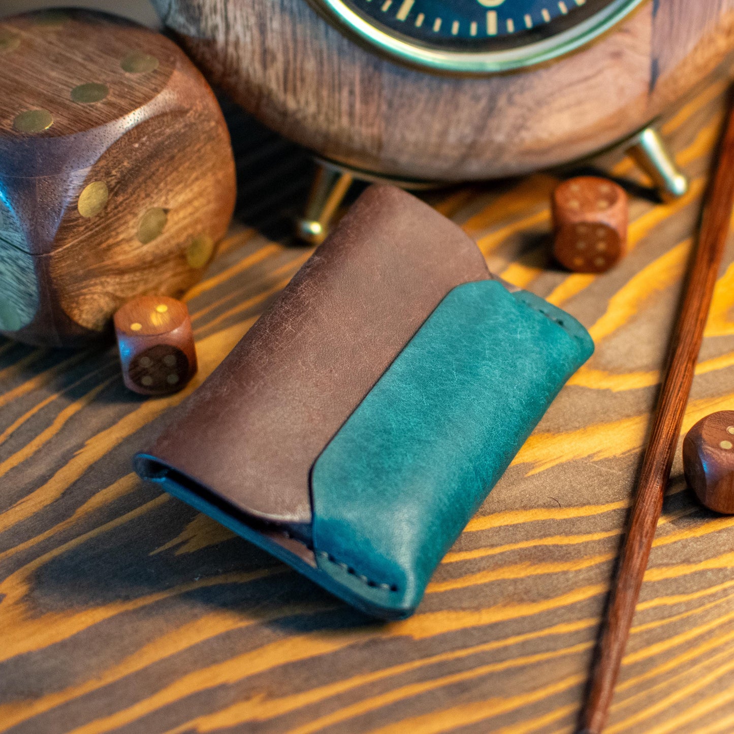 Italian Pueblo Leather Cardholder – Handmade Slim Flap Wallet for Men & Women