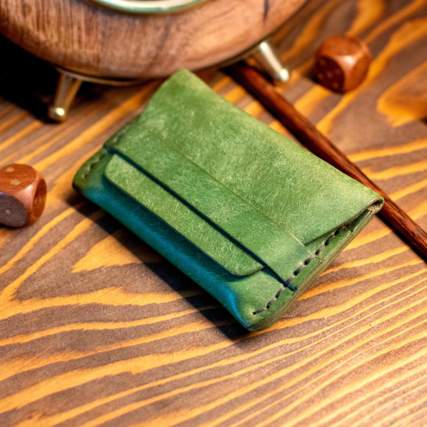 Handmade Italian Pueblo Leather Wallet – Minimalist Slim Flap Card Holder for Men & Women