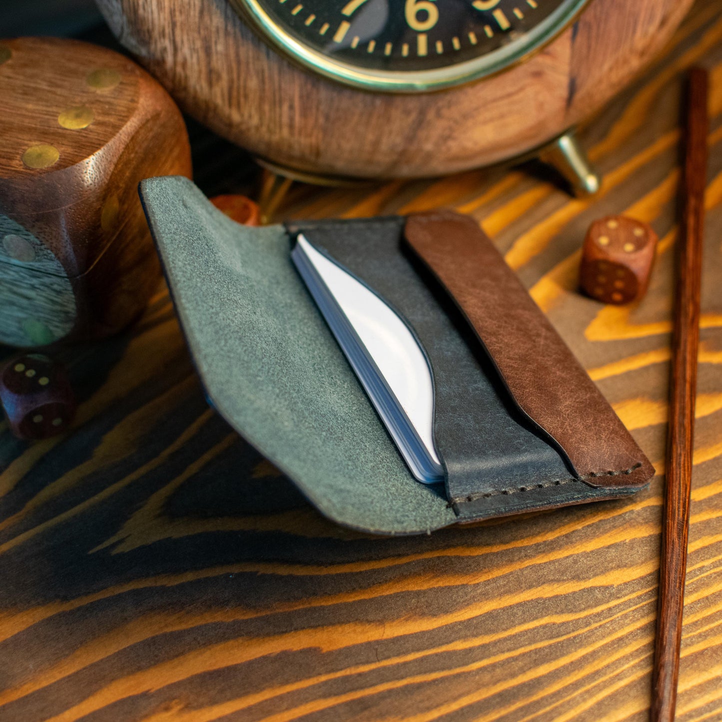 Italian Pueblo Leather Cardholder – Handmade Slim Flap Wallet for Men & Women
