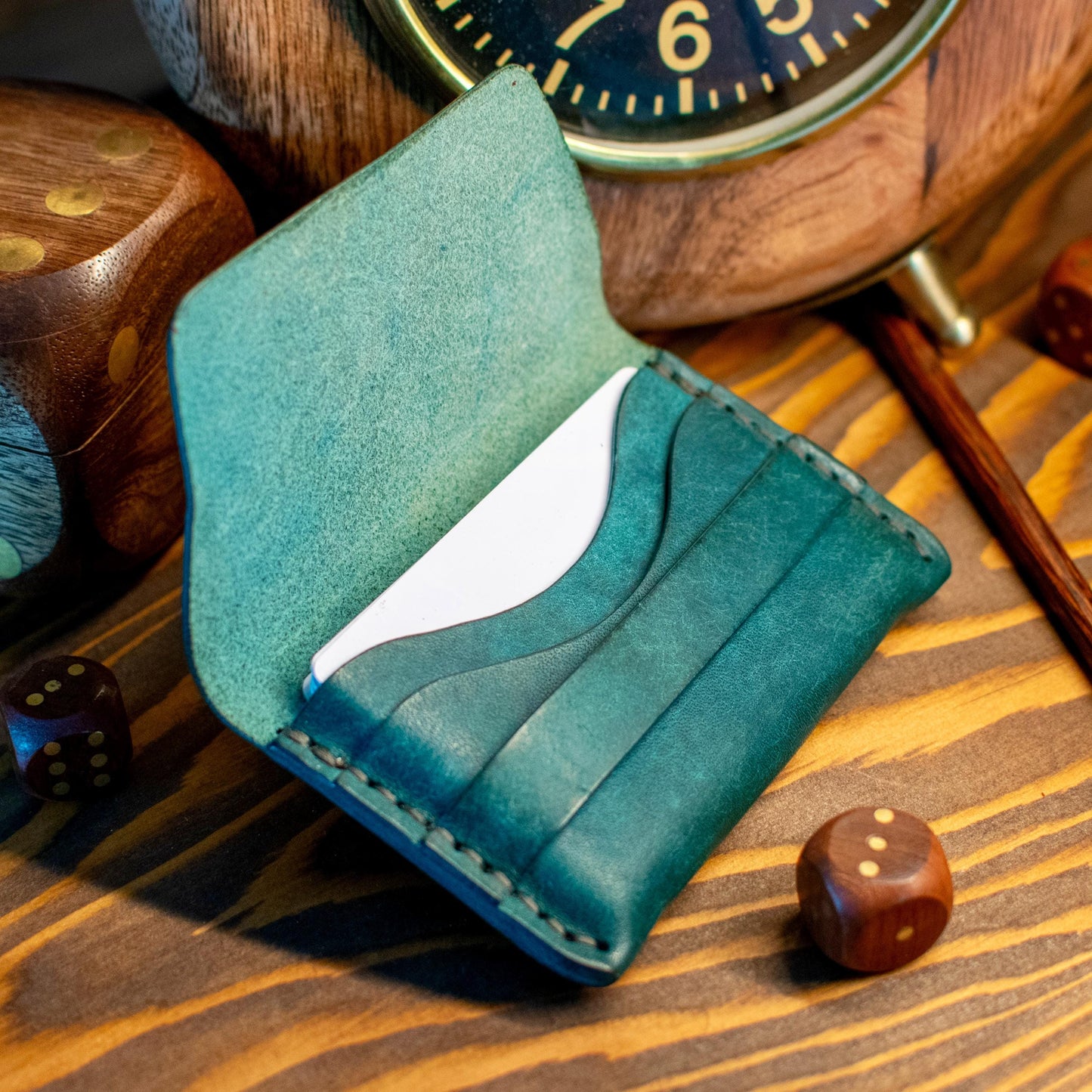 Handmade Italian Pueblo Leather Wallet – Minimalist Slim Flap Card Holder for Men & Women