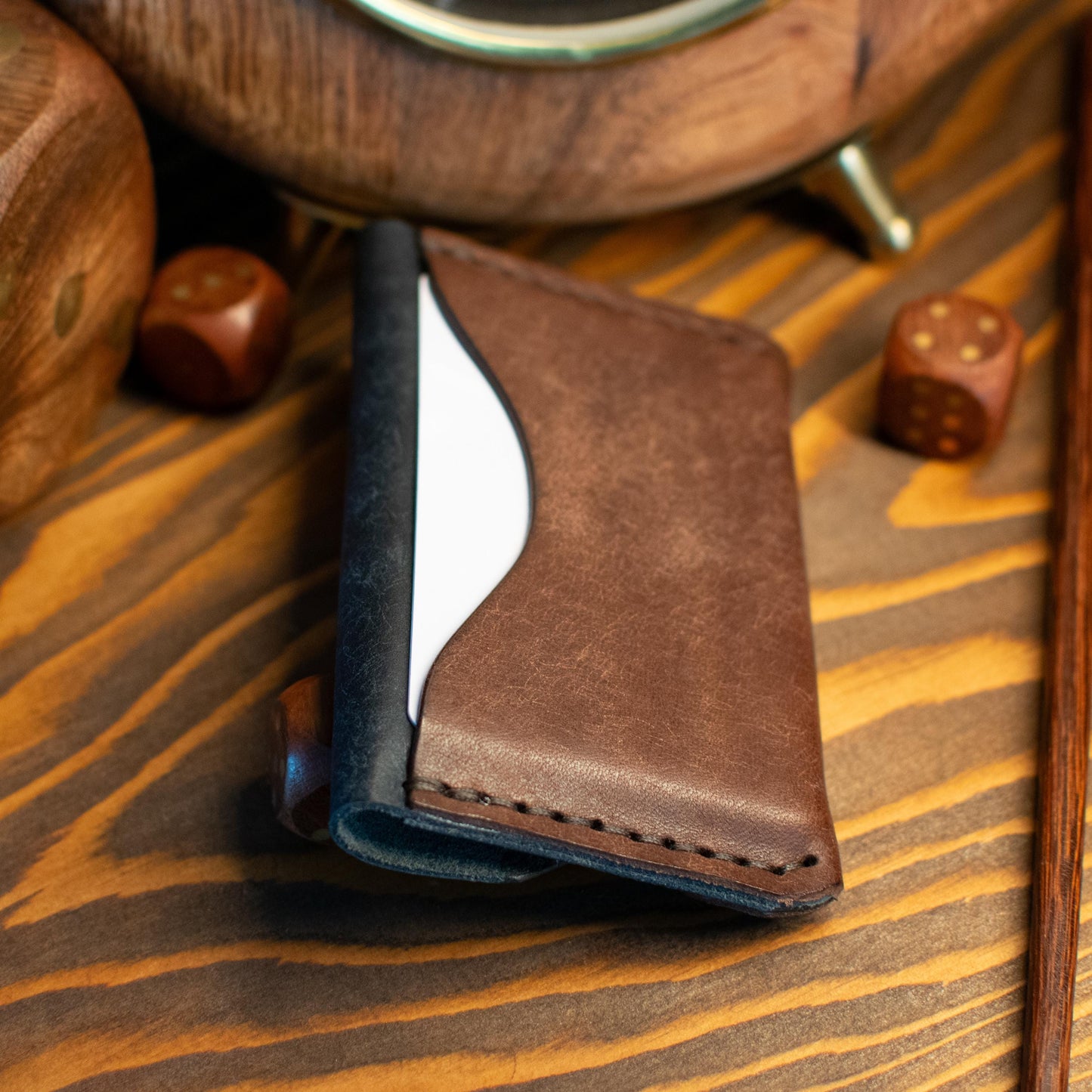 Italian Pueblo Leather Cardholder – Handmade Slim Flap Wallet for Men & Women