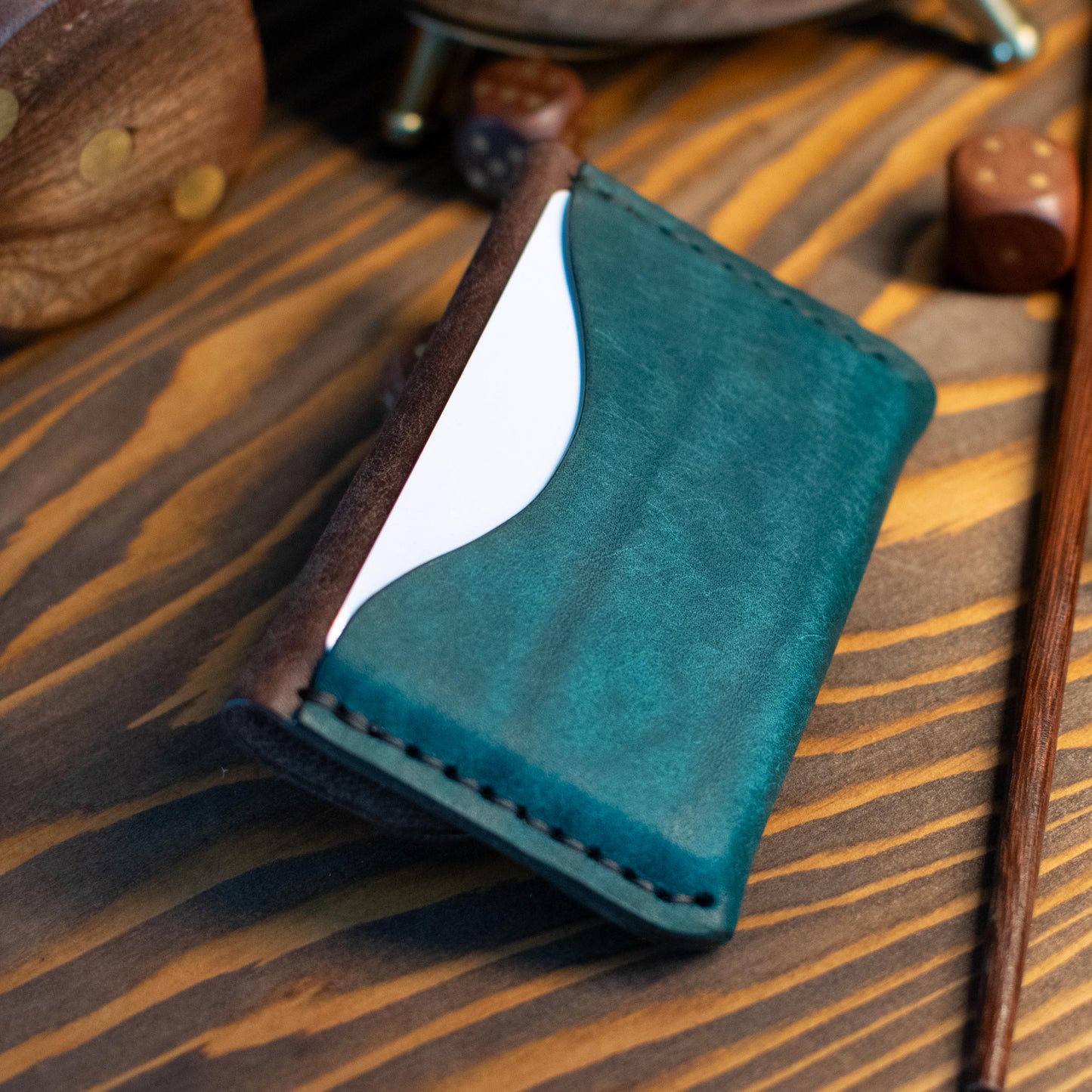 Italian Pueblo Leather Cardholder – Handmade Slim Flap Wallet for Men & Women