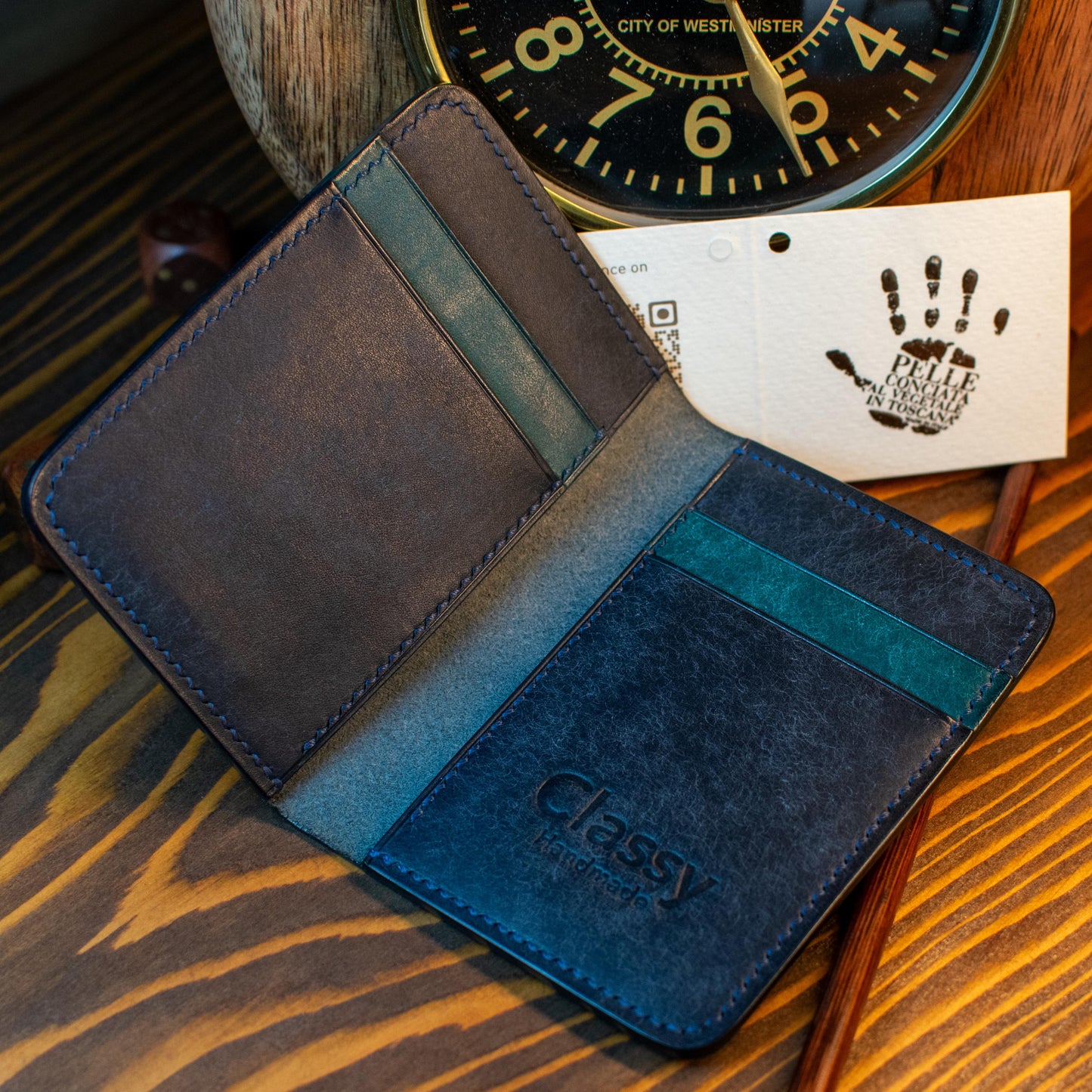 Slim Bifold Wallet – Italian Pueblo Leather, Artisanal Craft, Timeless Form