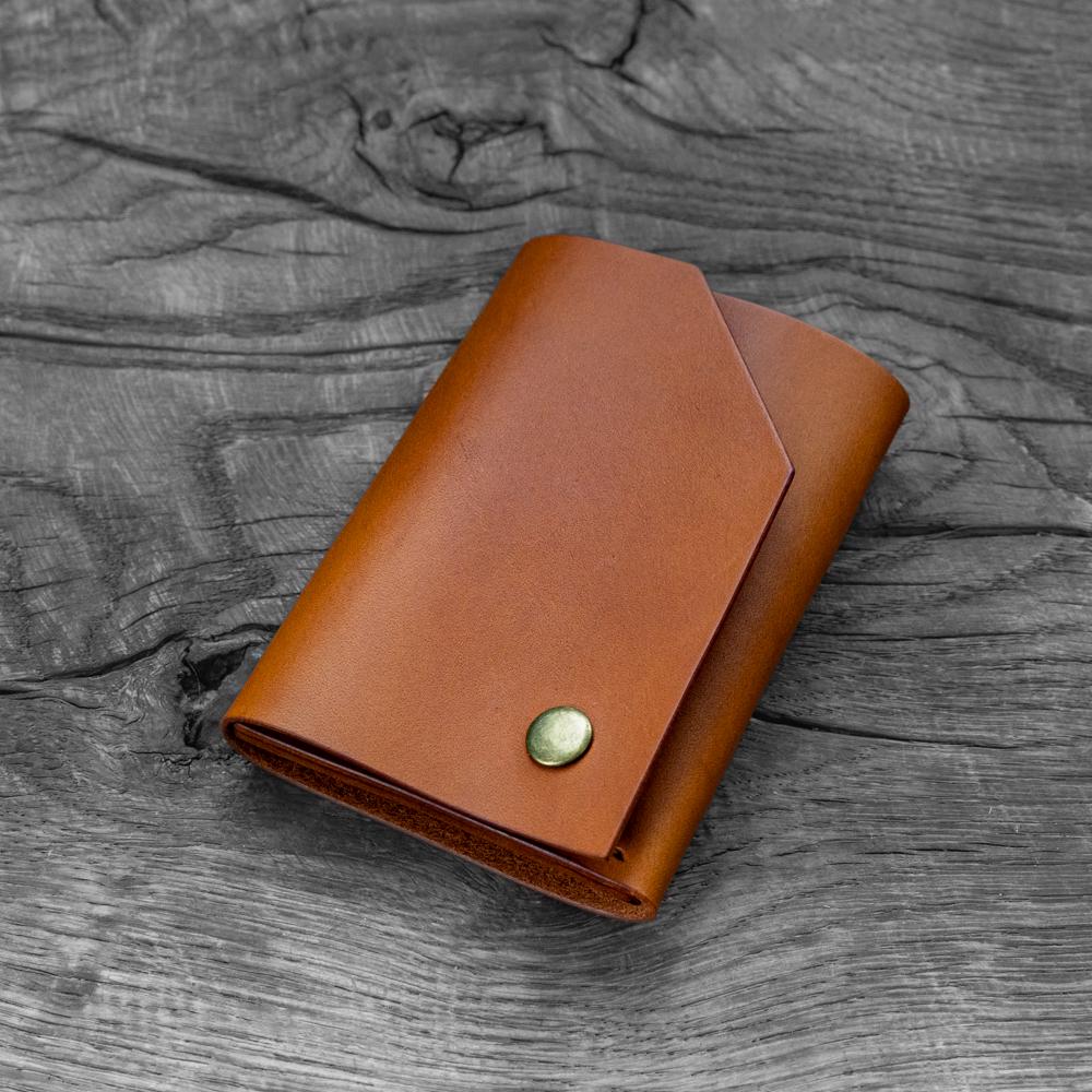 Handmade Minimalist Leather Cardholder – Slim Wallet in Full‑Grain Italian Leather
