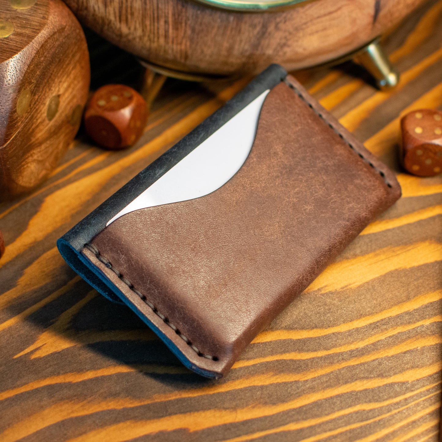 Italian Pueblo Leather Cardholder – Handmade Slim Flap Wallet for Men & Women