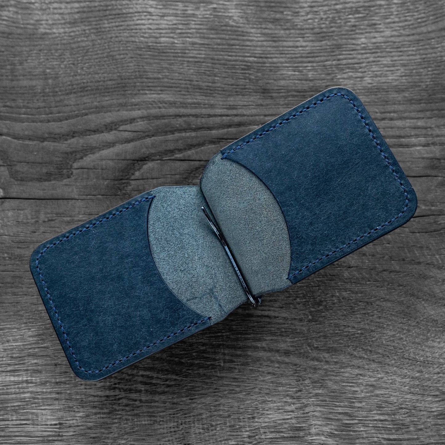 Handmade Leather Card Holder with Money Clip – Minimalist Slim Wallet