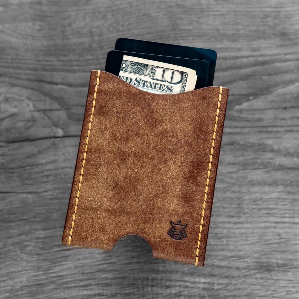 Handmade Cloak Leather Card Holder – Minimalist Slim Wallet in Full‑Grain Italian Leather
