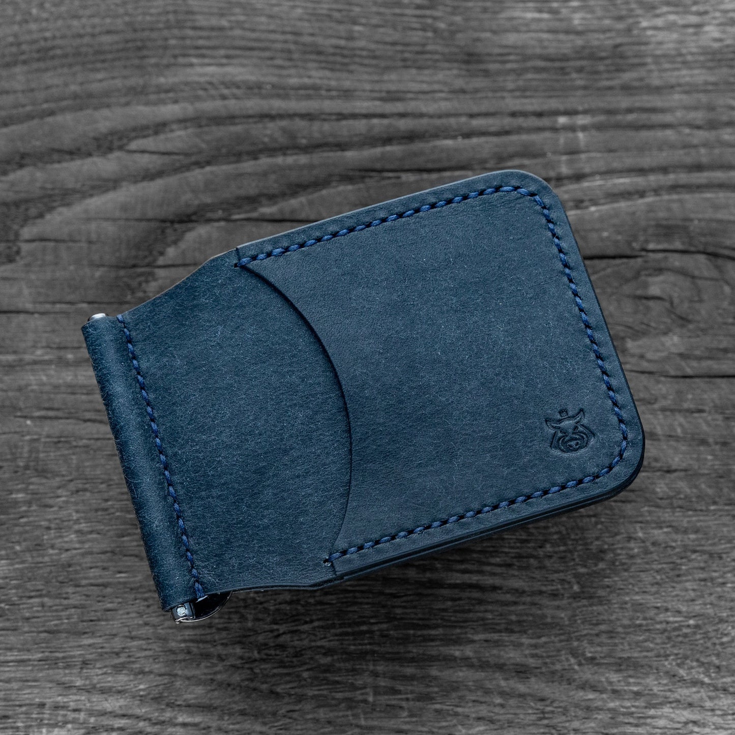 Handmade Leather Card Holder with Money Clip – Minimalist Slim Wallet