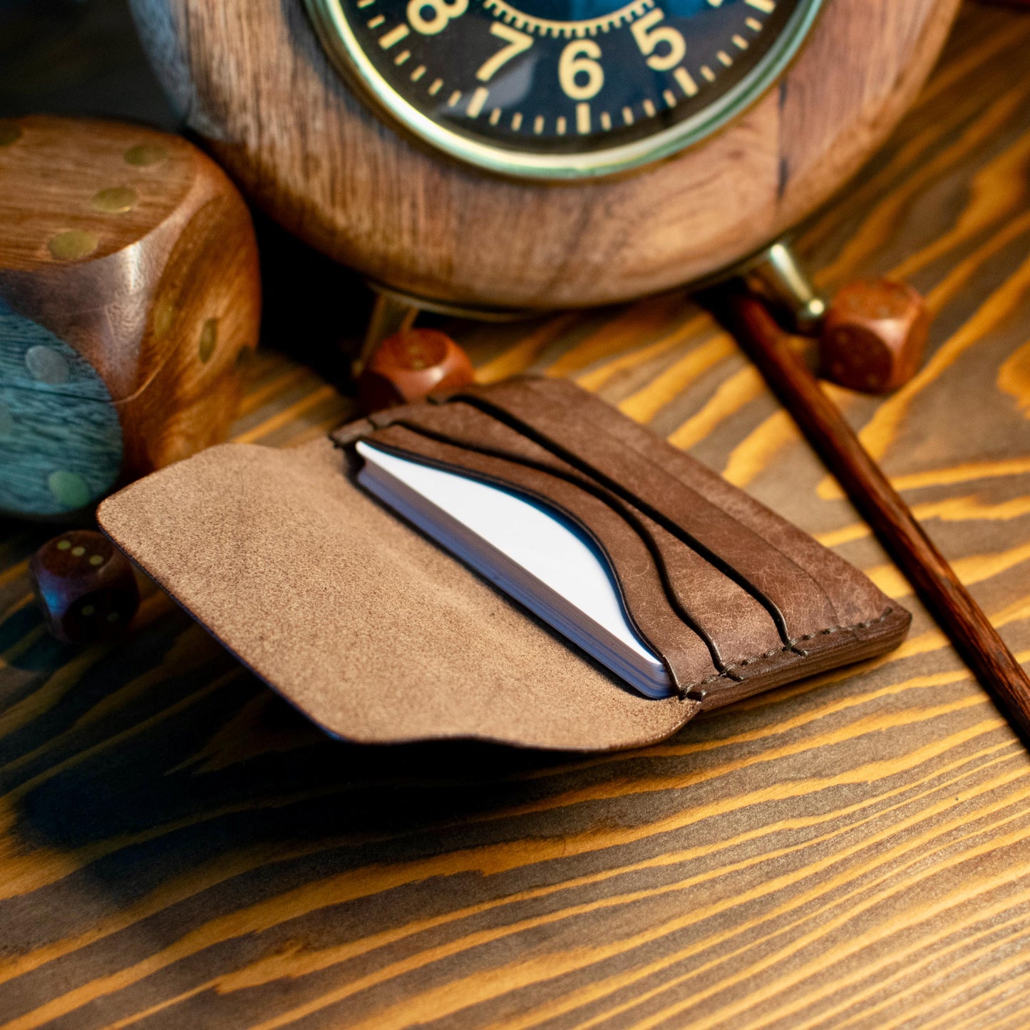 Handmade Italian Pueblo Leather Wallet – Minimalist Slim Flap Card Holder for Men & Women