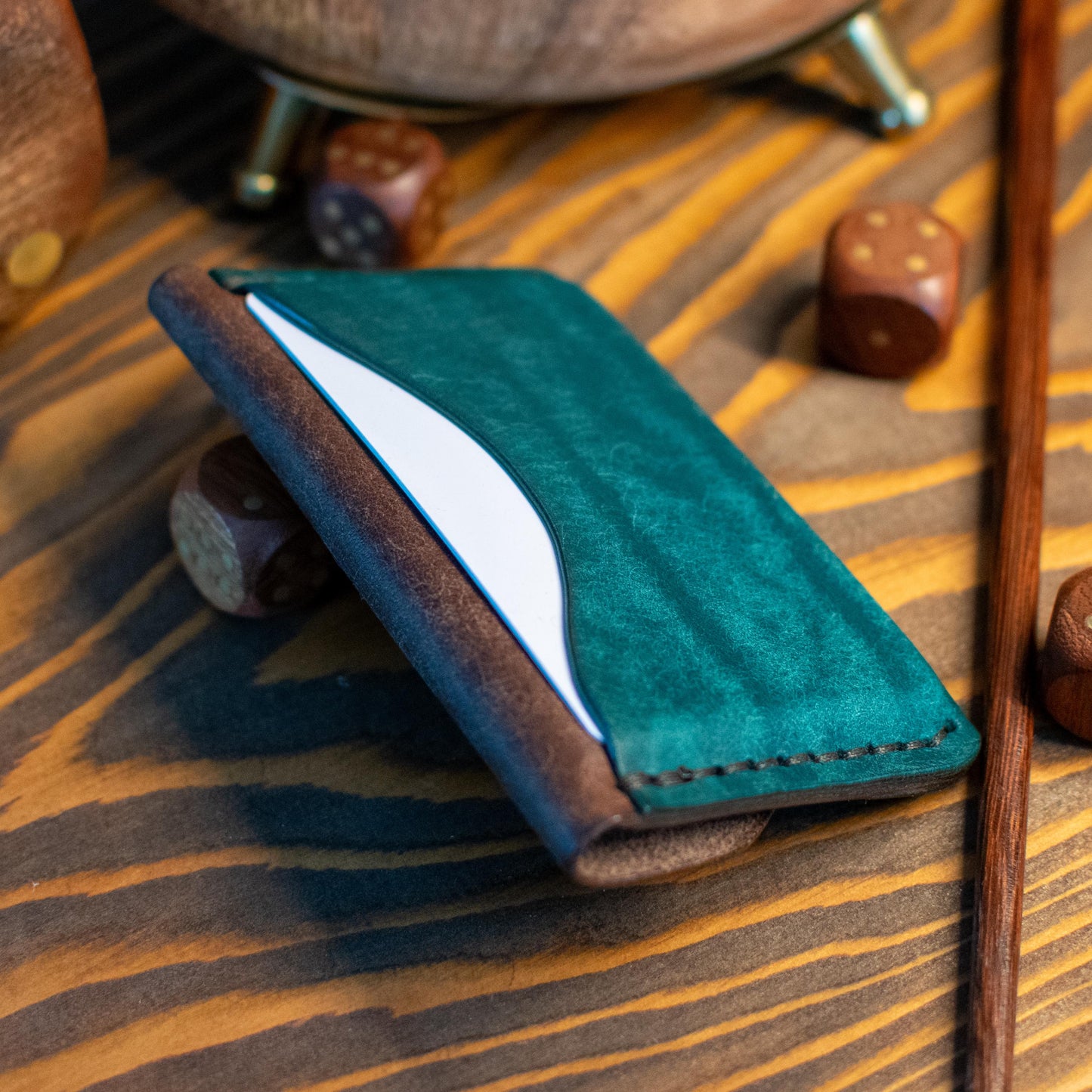 Italian Pueblo Leather Cardholder – Handmade Slim Flap Wallet for Men & Women