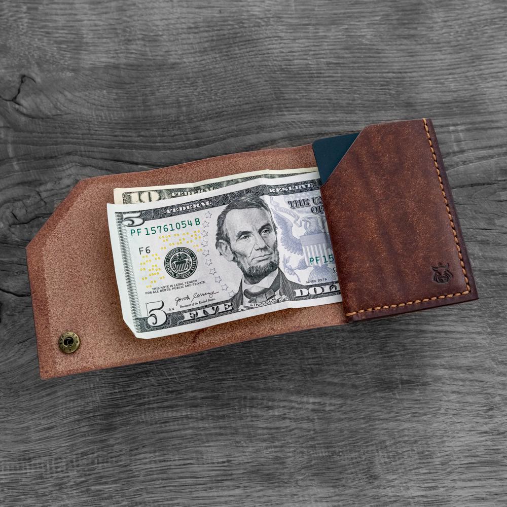 Handmade Minimalist Leather Cardholder – Slim Wallet in Full‑Grain Italian Leather