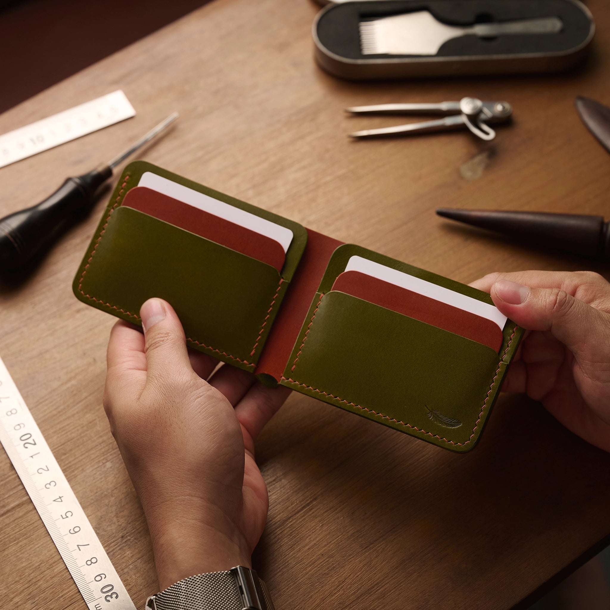 Minimalist Buttero Leather Bifold Wallet