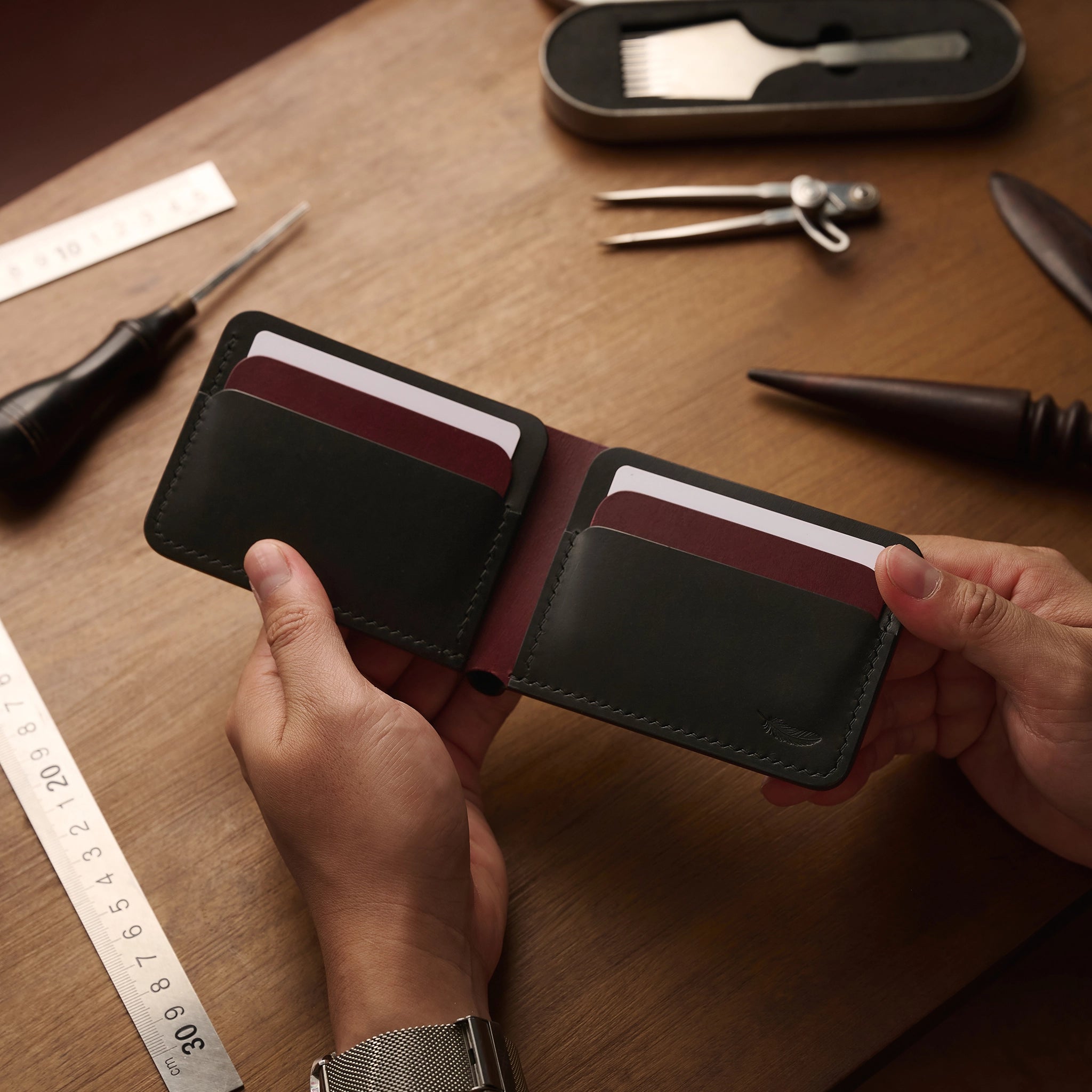 Minimalist Buttero Leather Bifold Wallet
