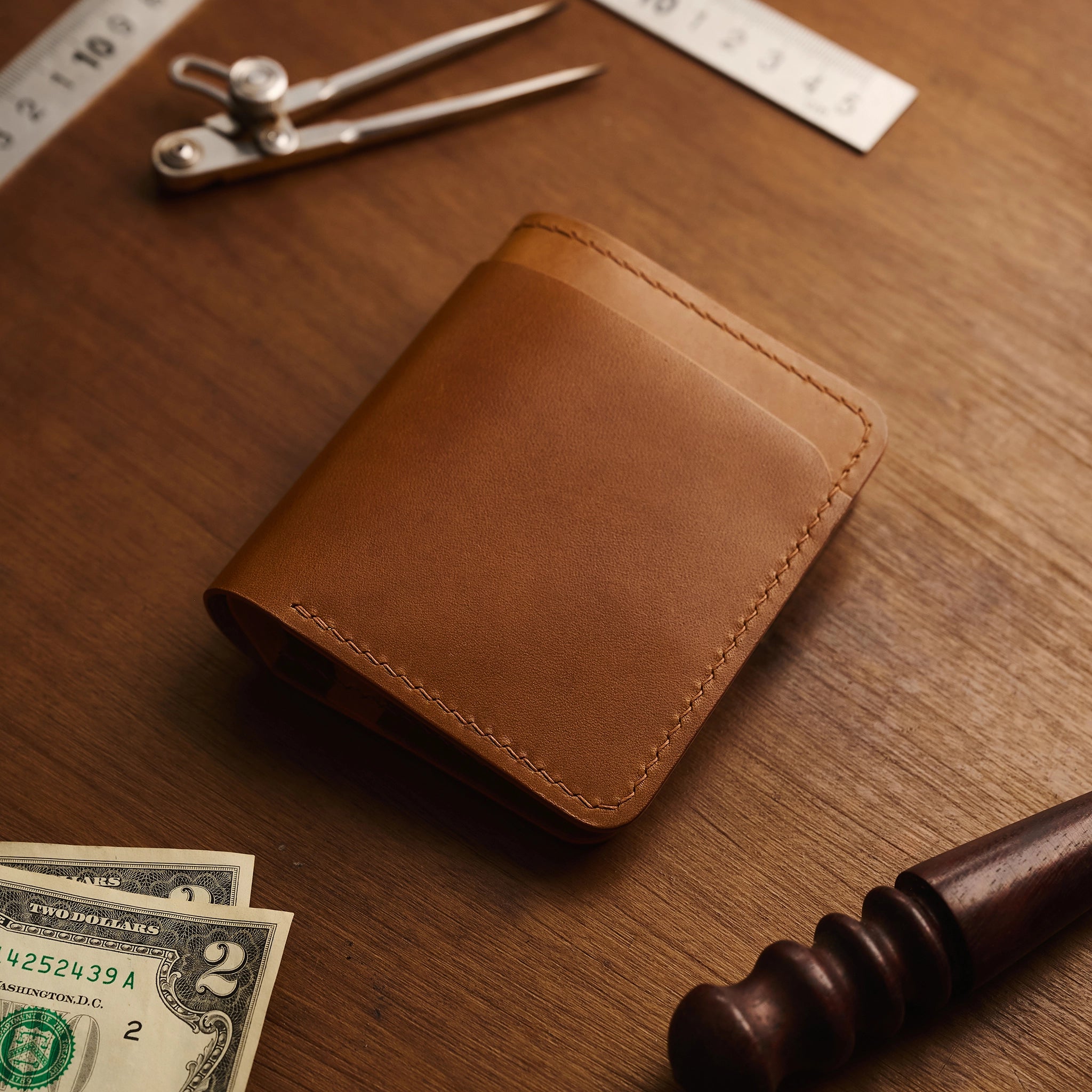 Vertical Buttero Leather Slim Bifold Wallet