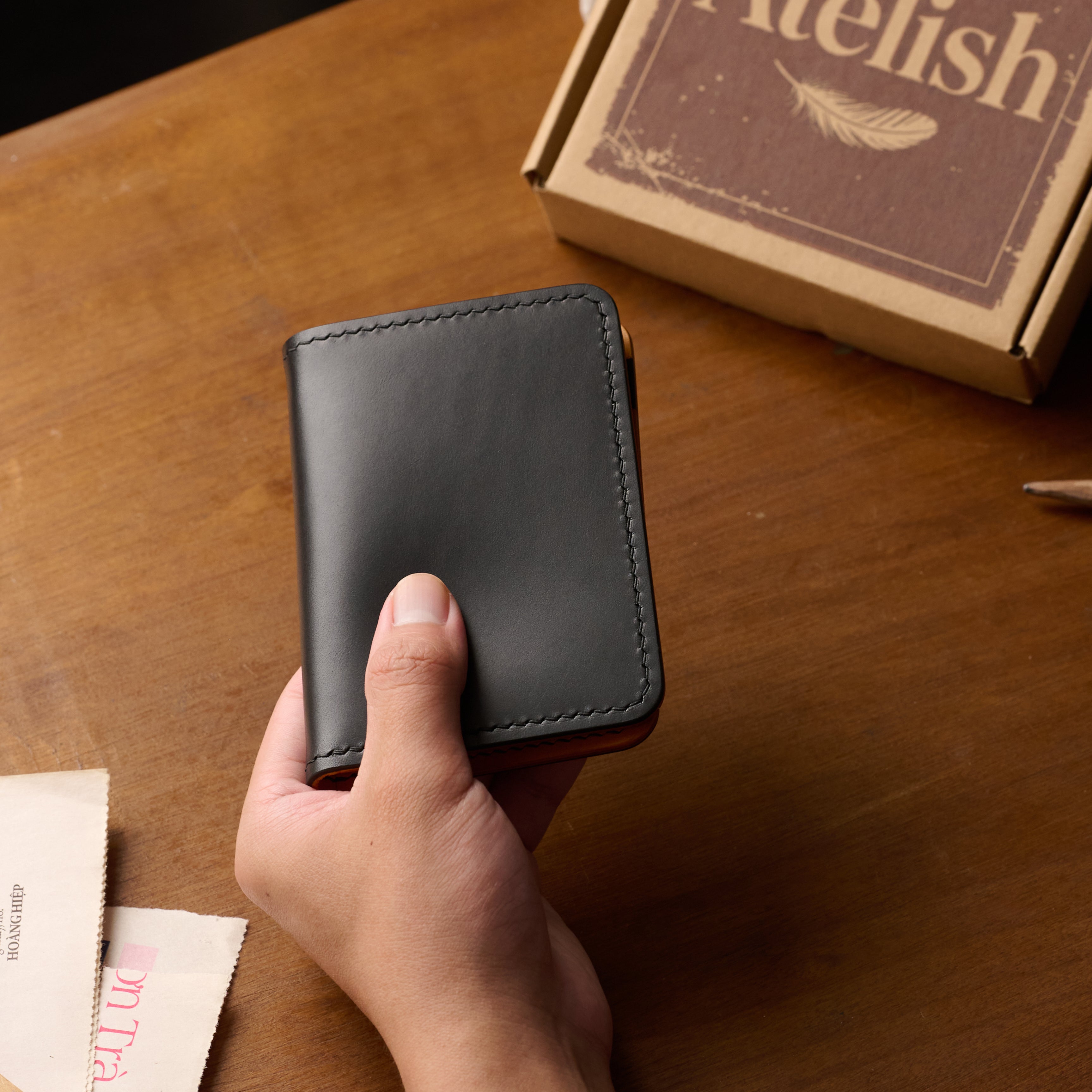 Atelish Buttero Leather Bifold Card Holder