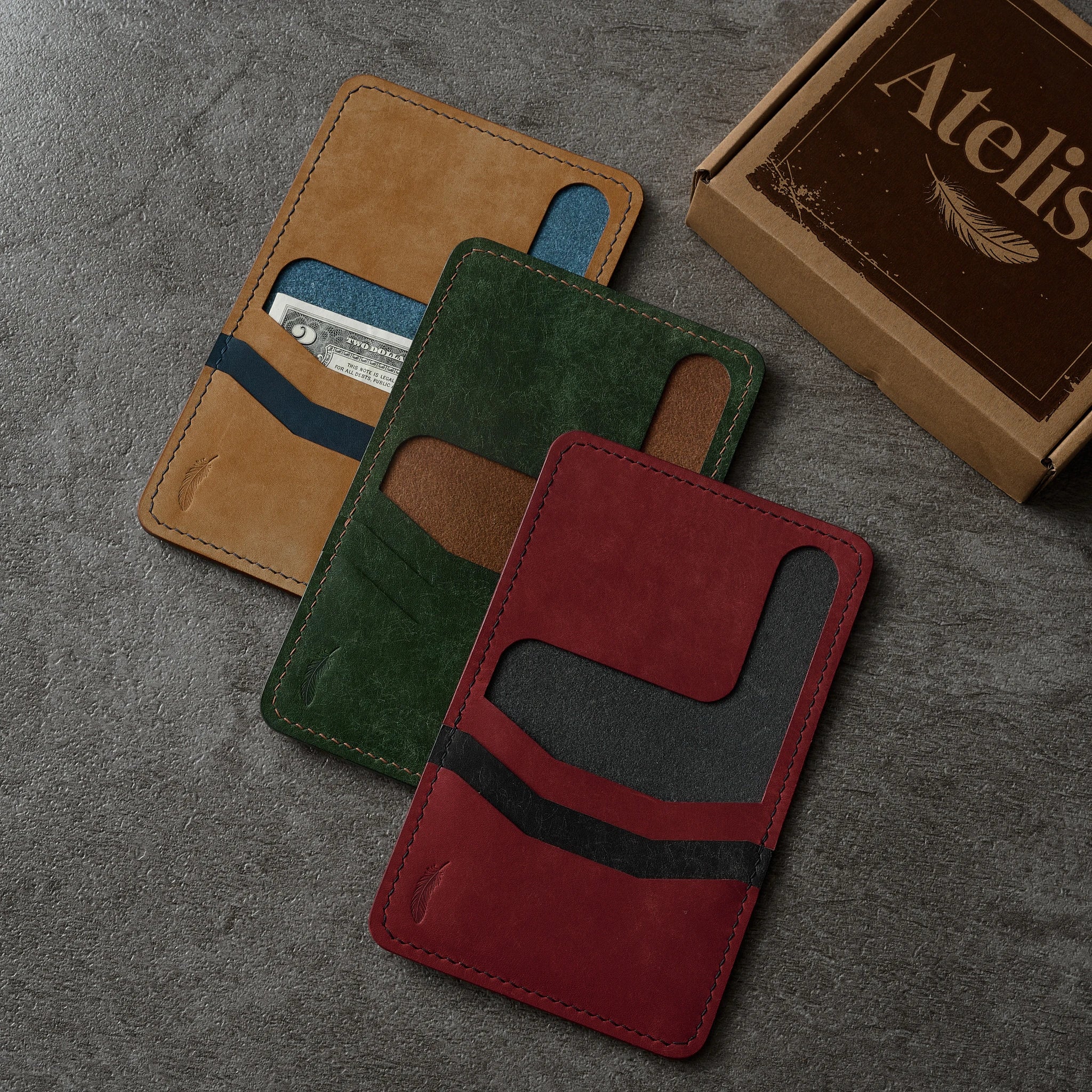 Pueblo Leather Vertical Bifold Card Holder Ver 1