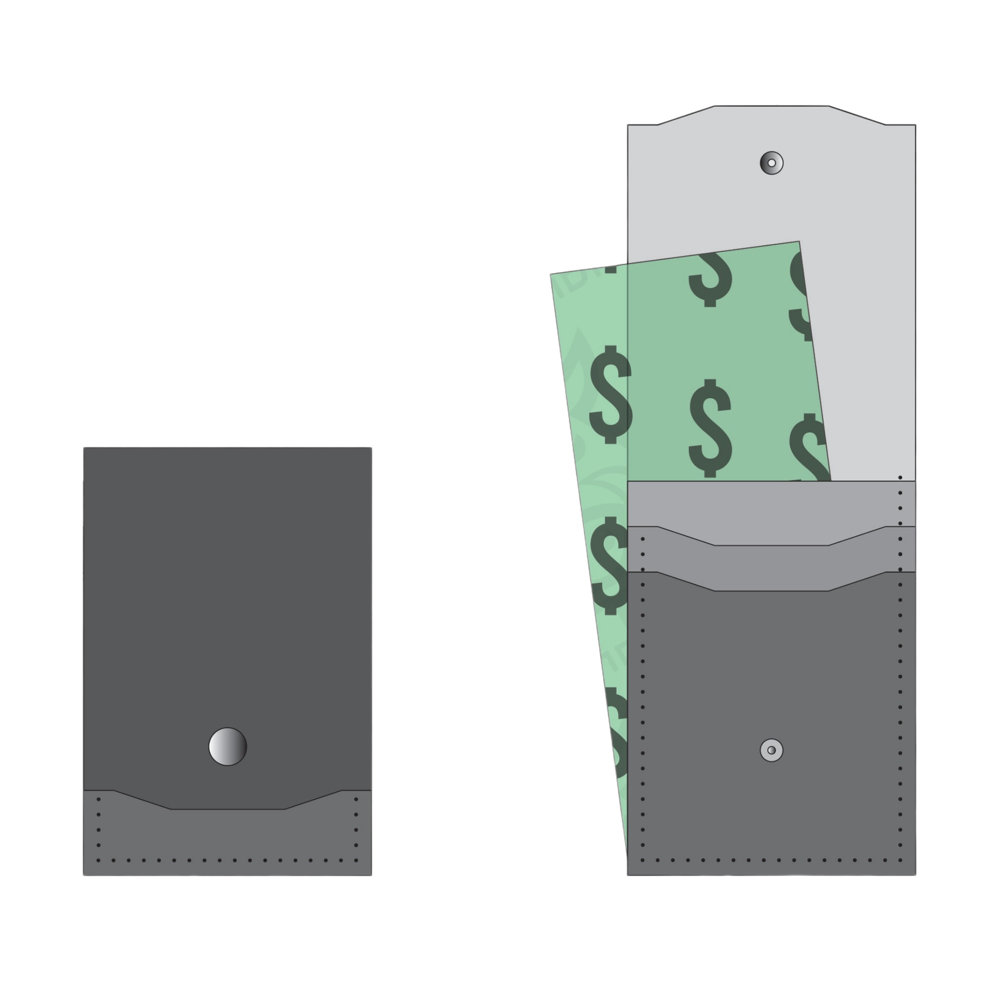 Custom Minimal Snap Flap Wallet