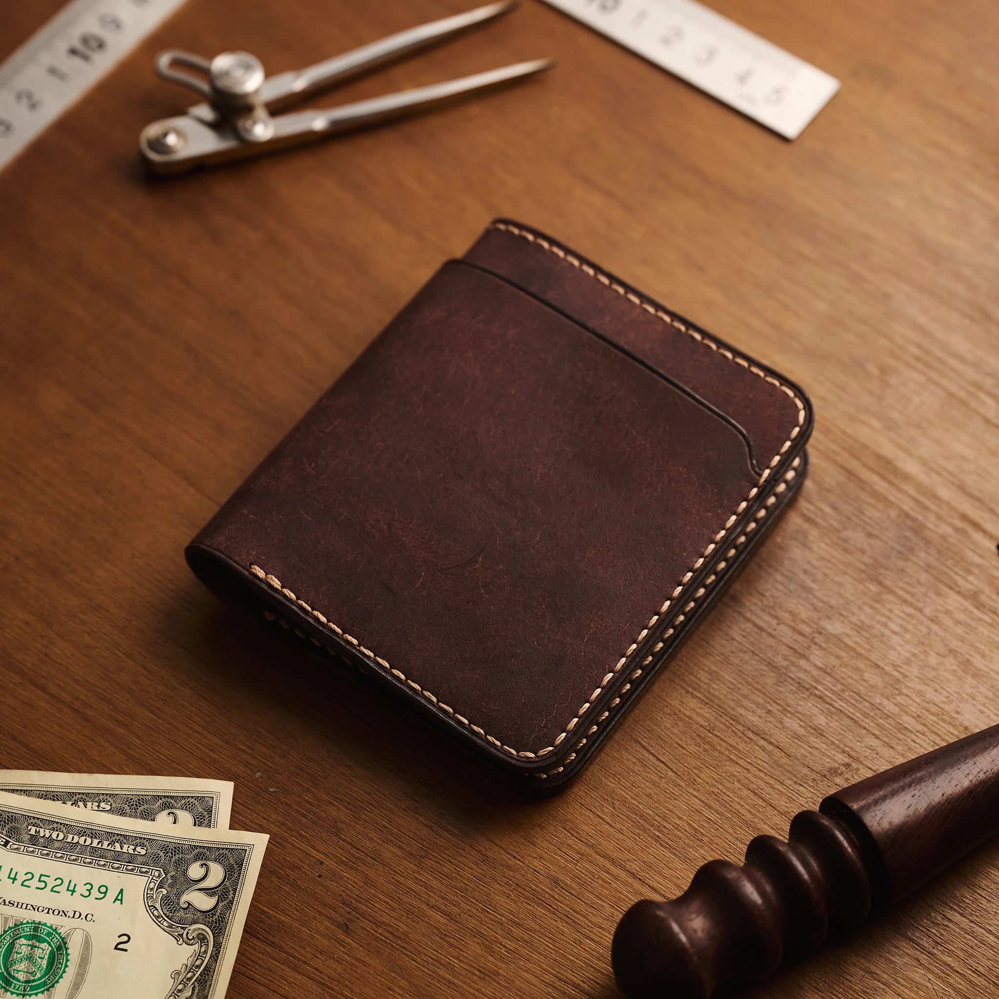 Vertical Pueblo Leather Slim Bifold Wallet Ver 2