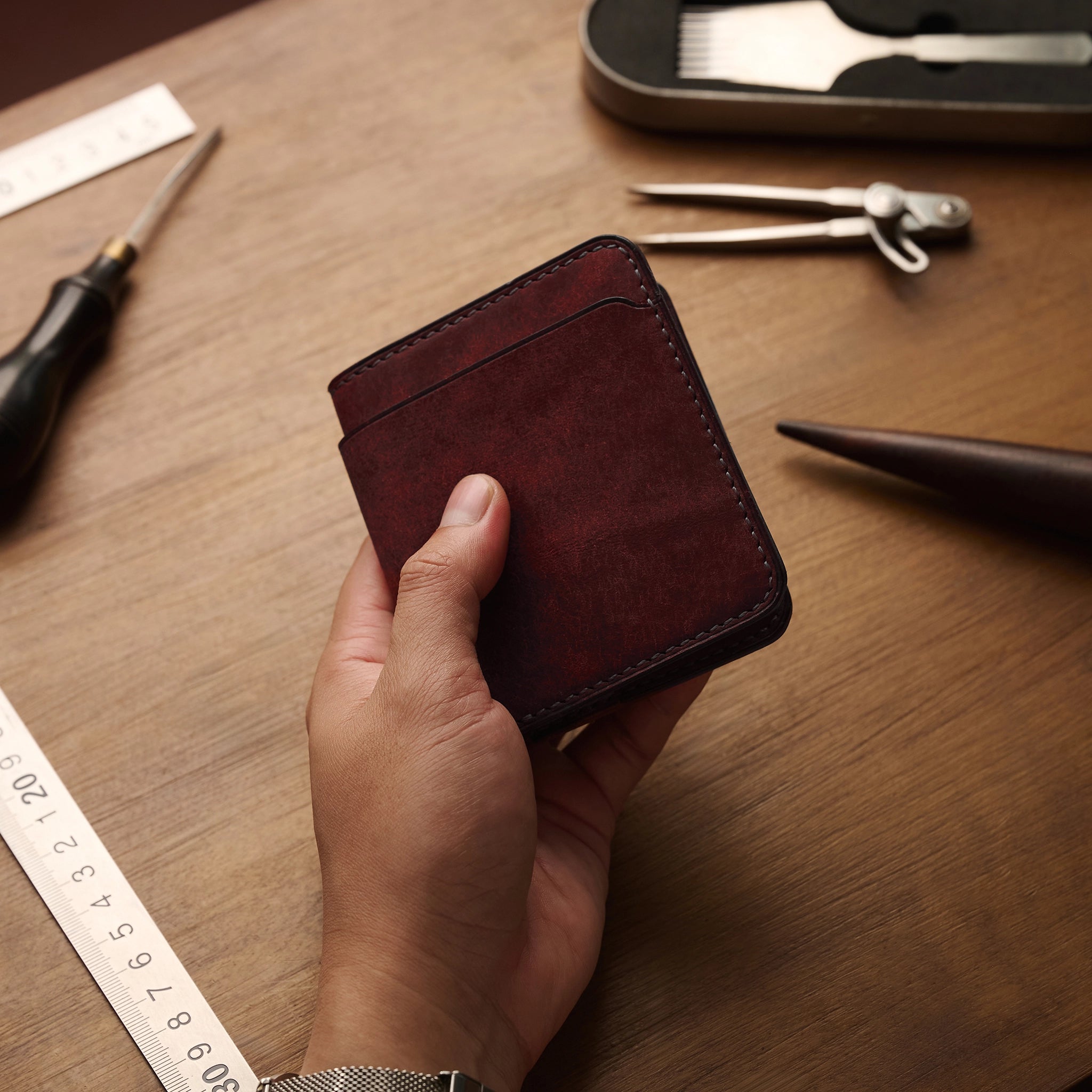 Vertical Pueblo Leather Slim Bifold Wallet Ver 2