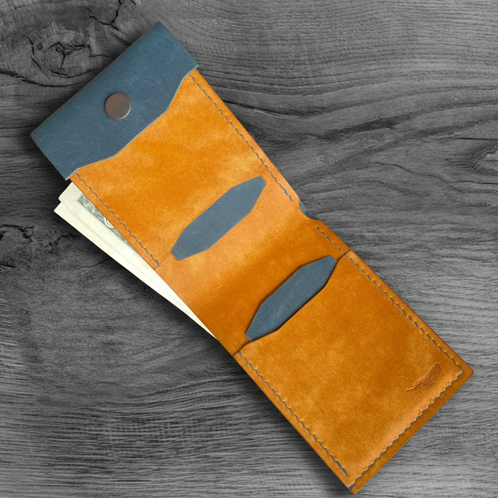 Pueblo Leather Minimal Snap Flap Wallet Ver 2