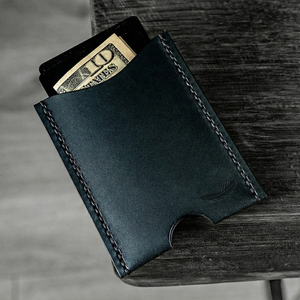 Minimalist Leather Card Holder - Cloak