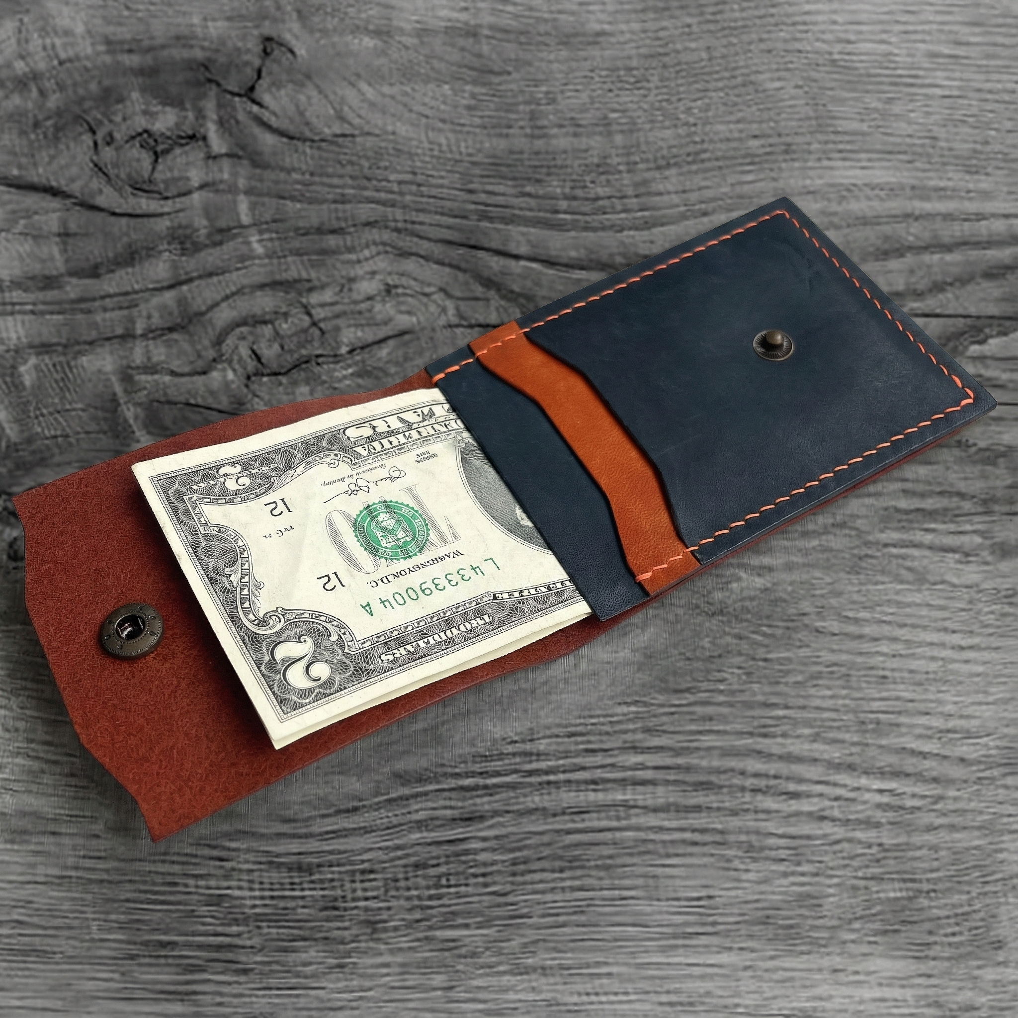 Pueblo Leather Minimal Snap Flap Wallet