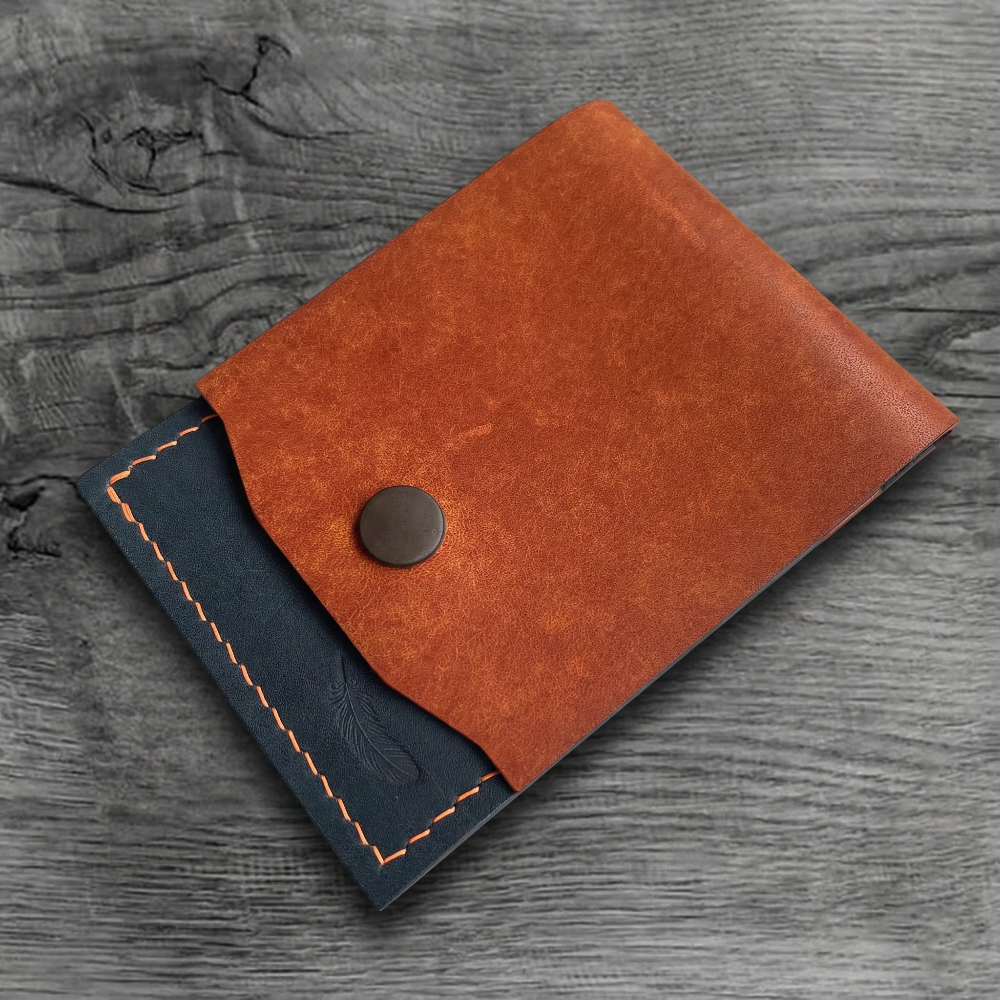 Pueblo Leather Minimal Snap Flap Wallet