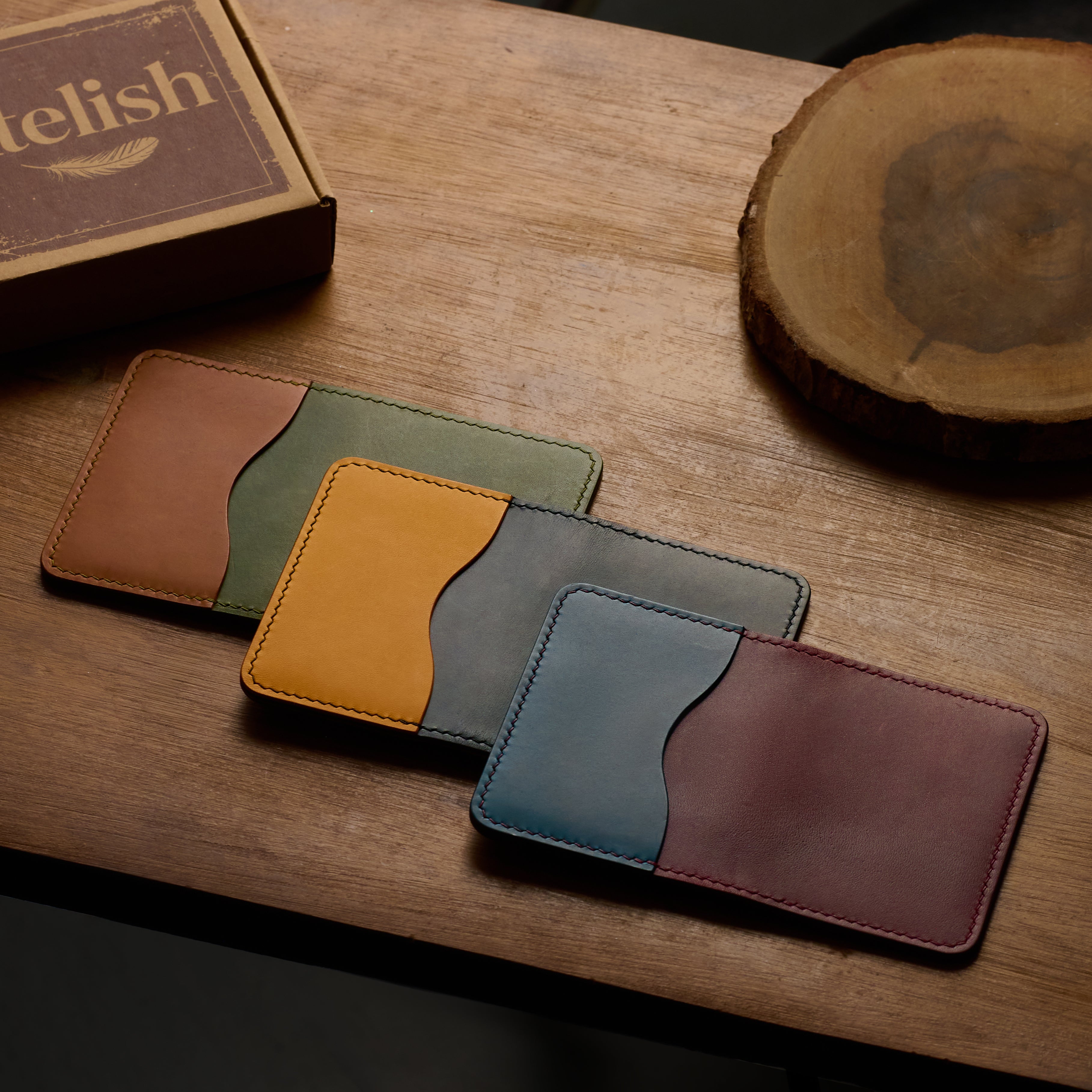 Atelish Buttero Two-Tone Slim Bifold Card Holder