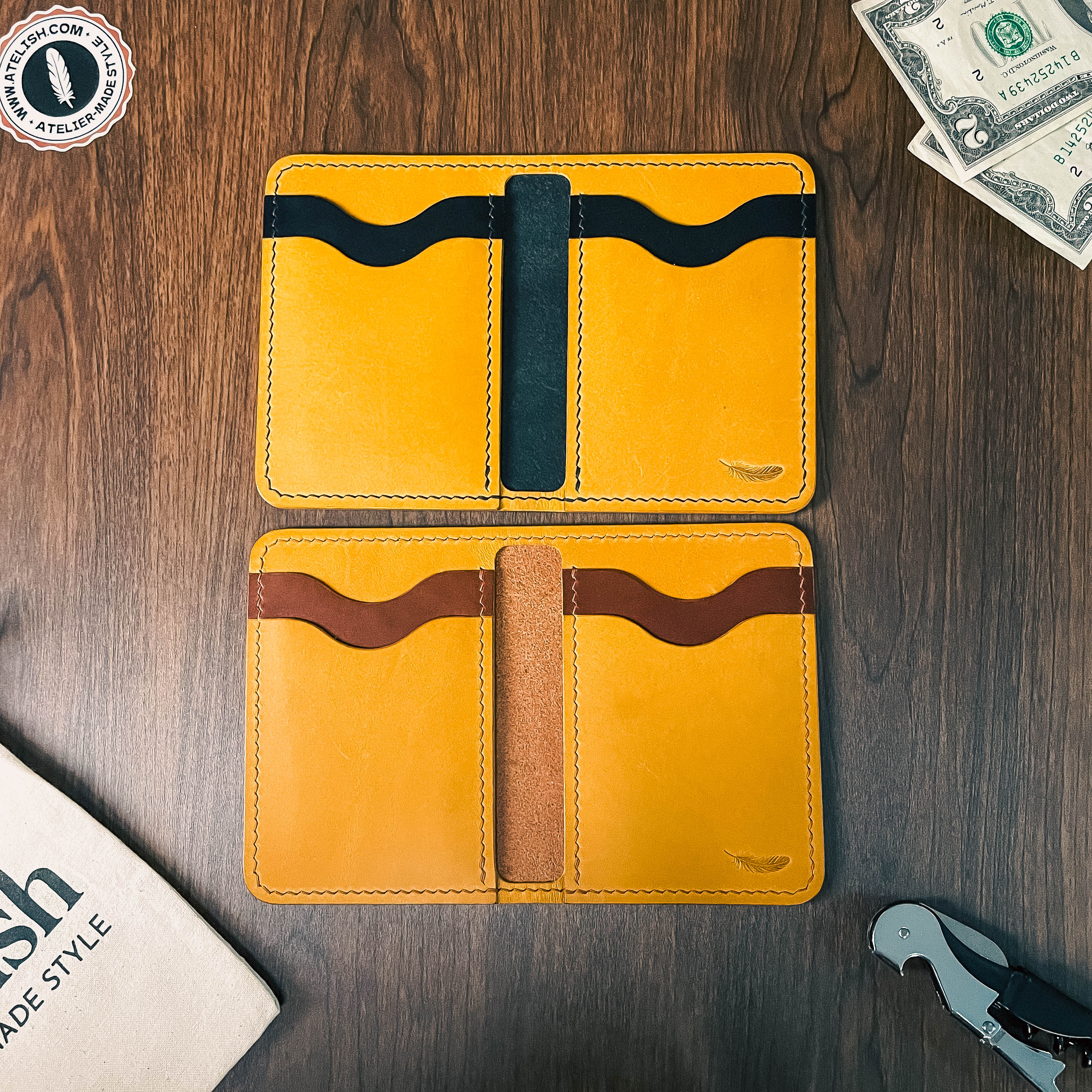 Atelish Buttero Leather Bifold Card Holder