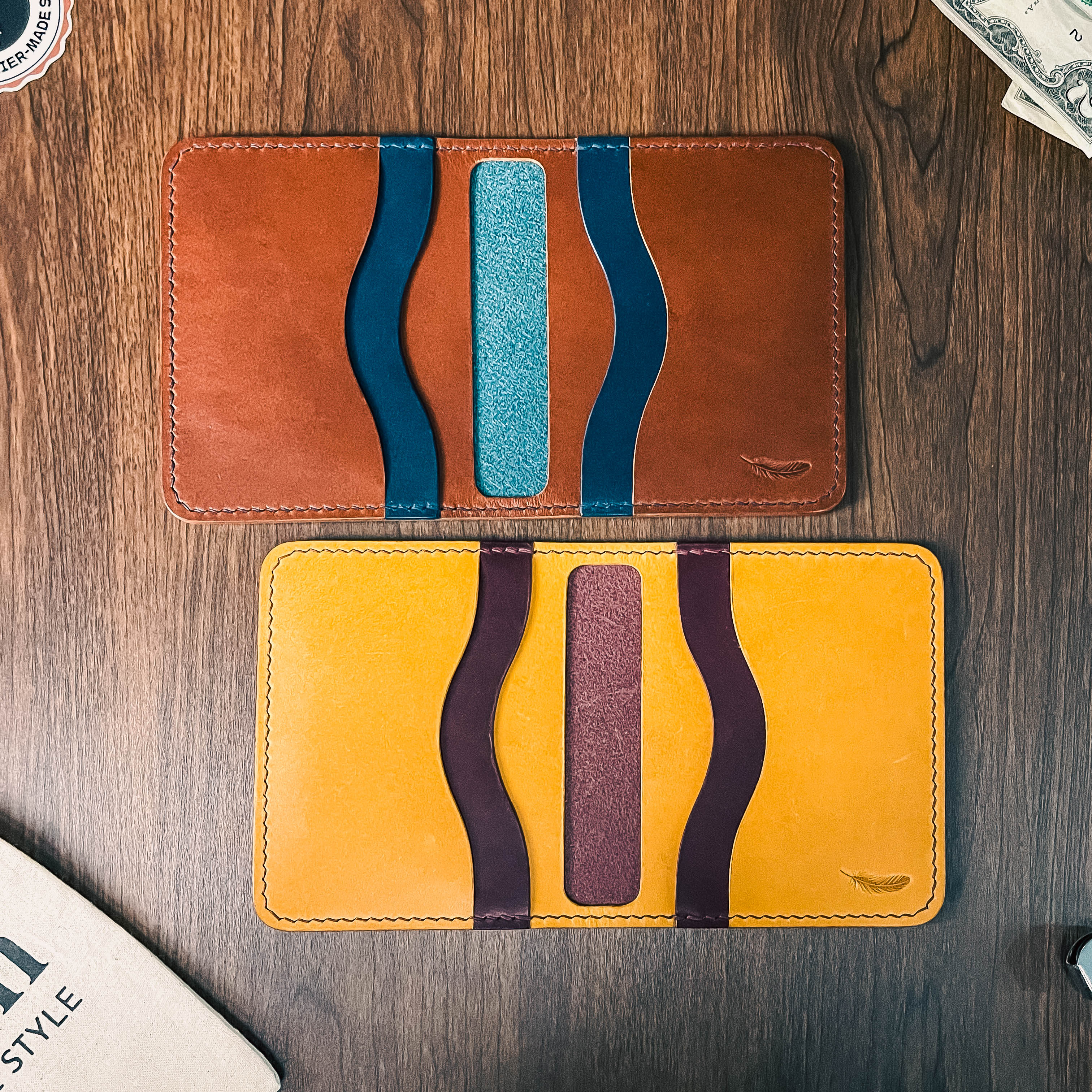 Atelish Vertical Buttero Leather Slim Bifold Wallet