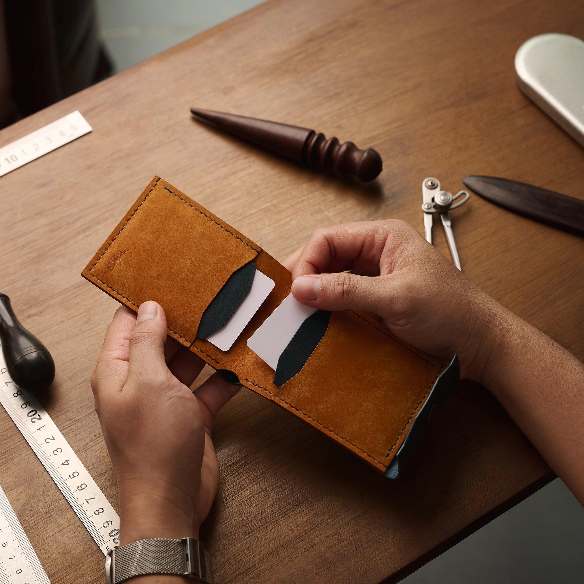 Pueblo Leather Minimal Snap Flap Wallet Ver 2
