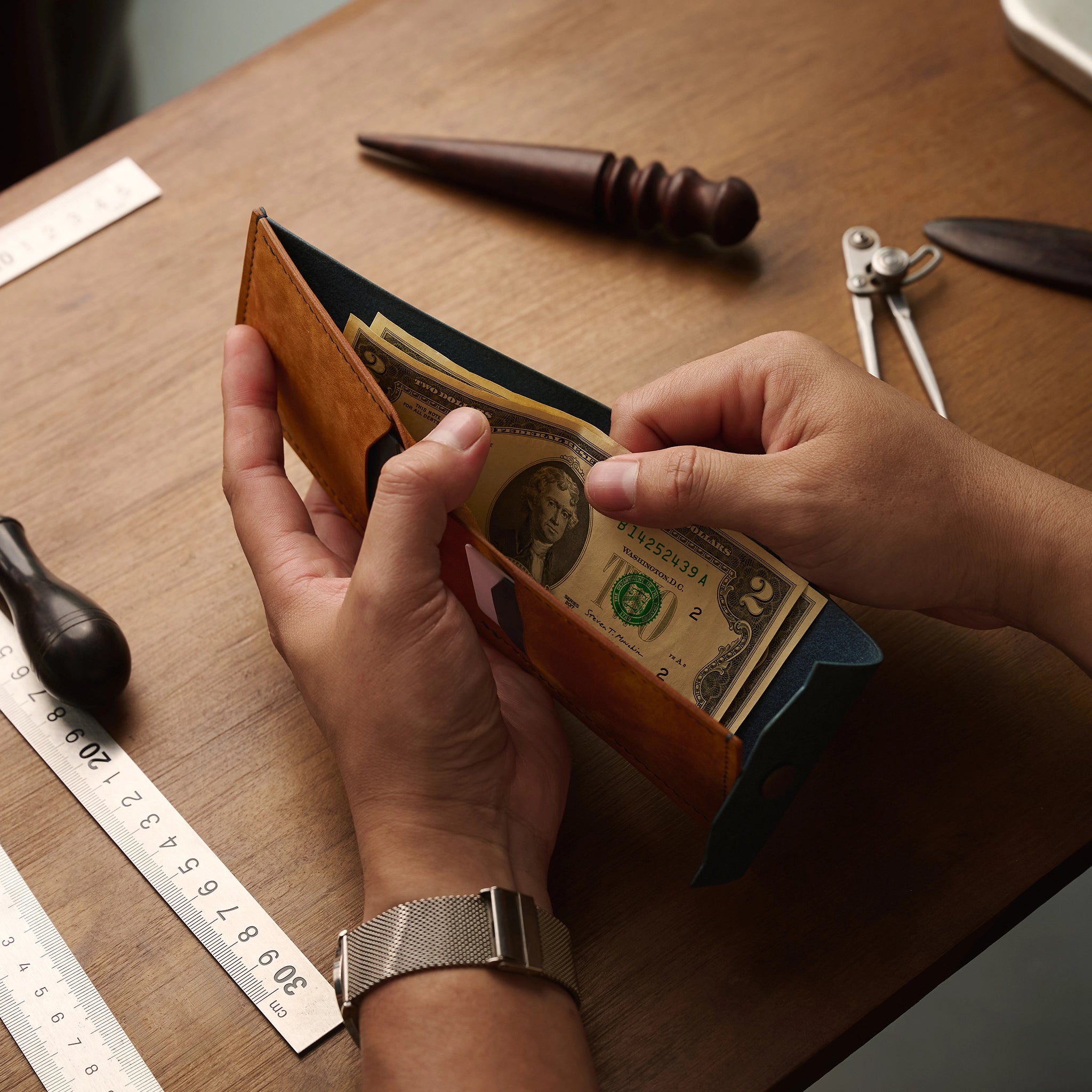 Pueblo Leather Minimal Snap Flap Wallet Ver 2