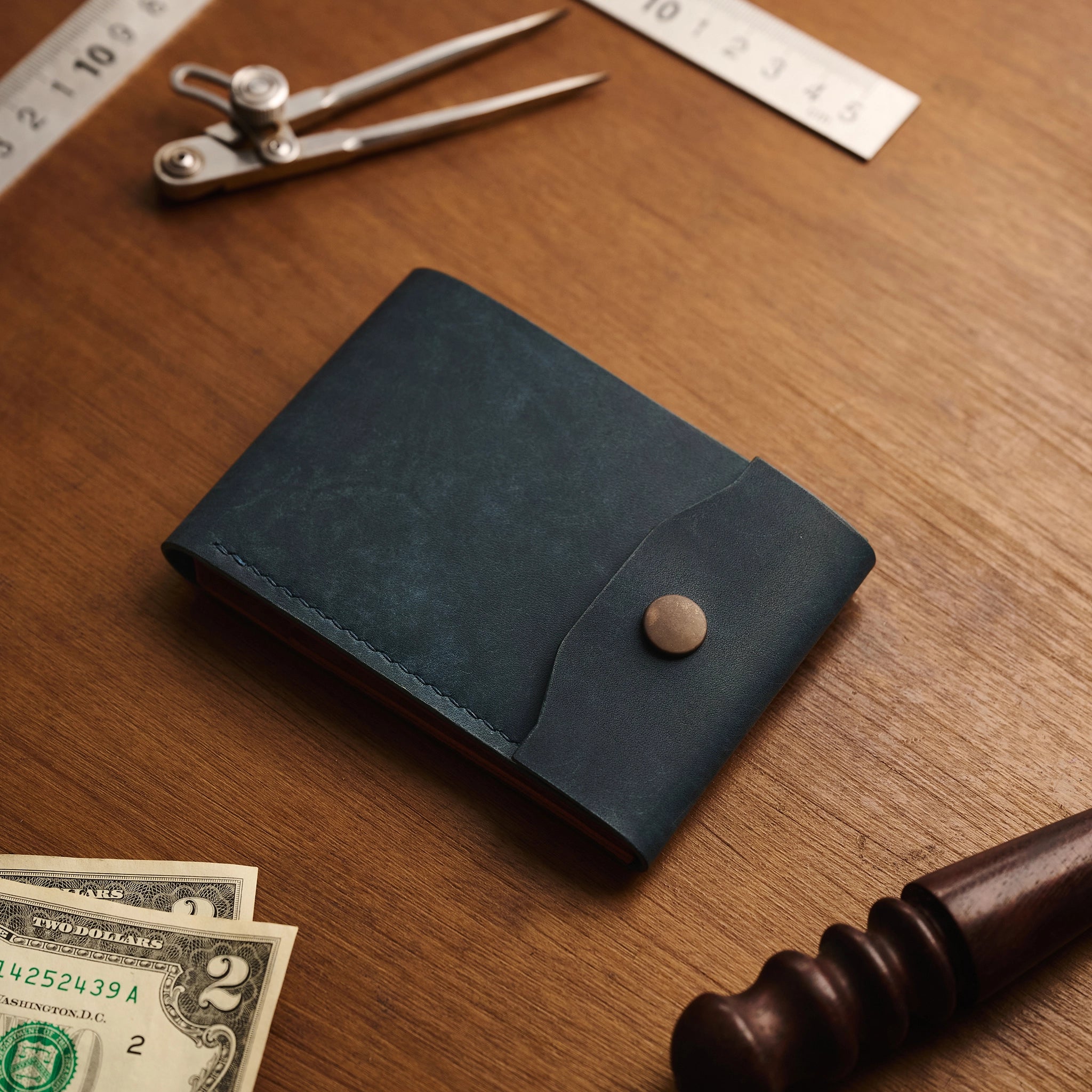 Pueblo Leather Minimal Snap Flap Wallet Ver 2