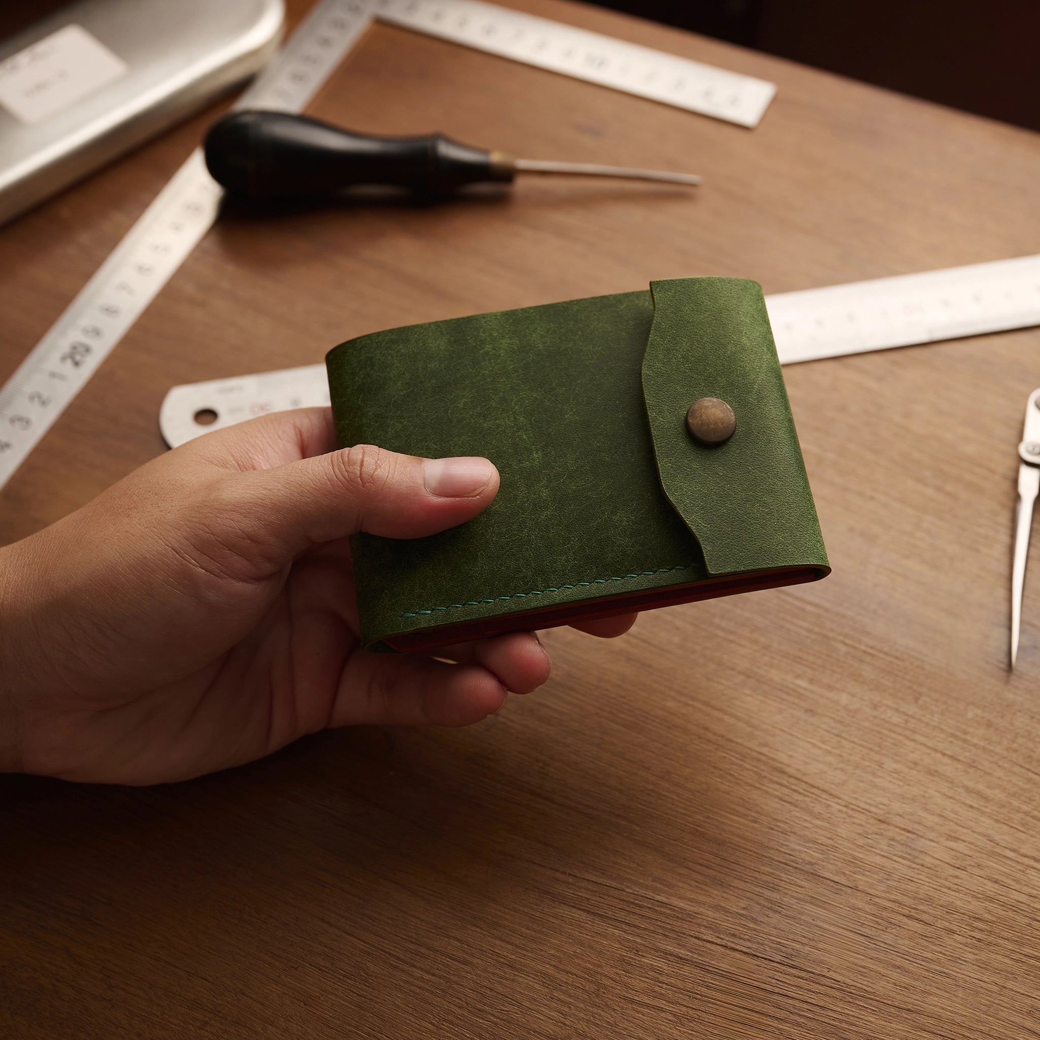 Pueblo Leather Minimal Snap Flap Wallet Ver 2