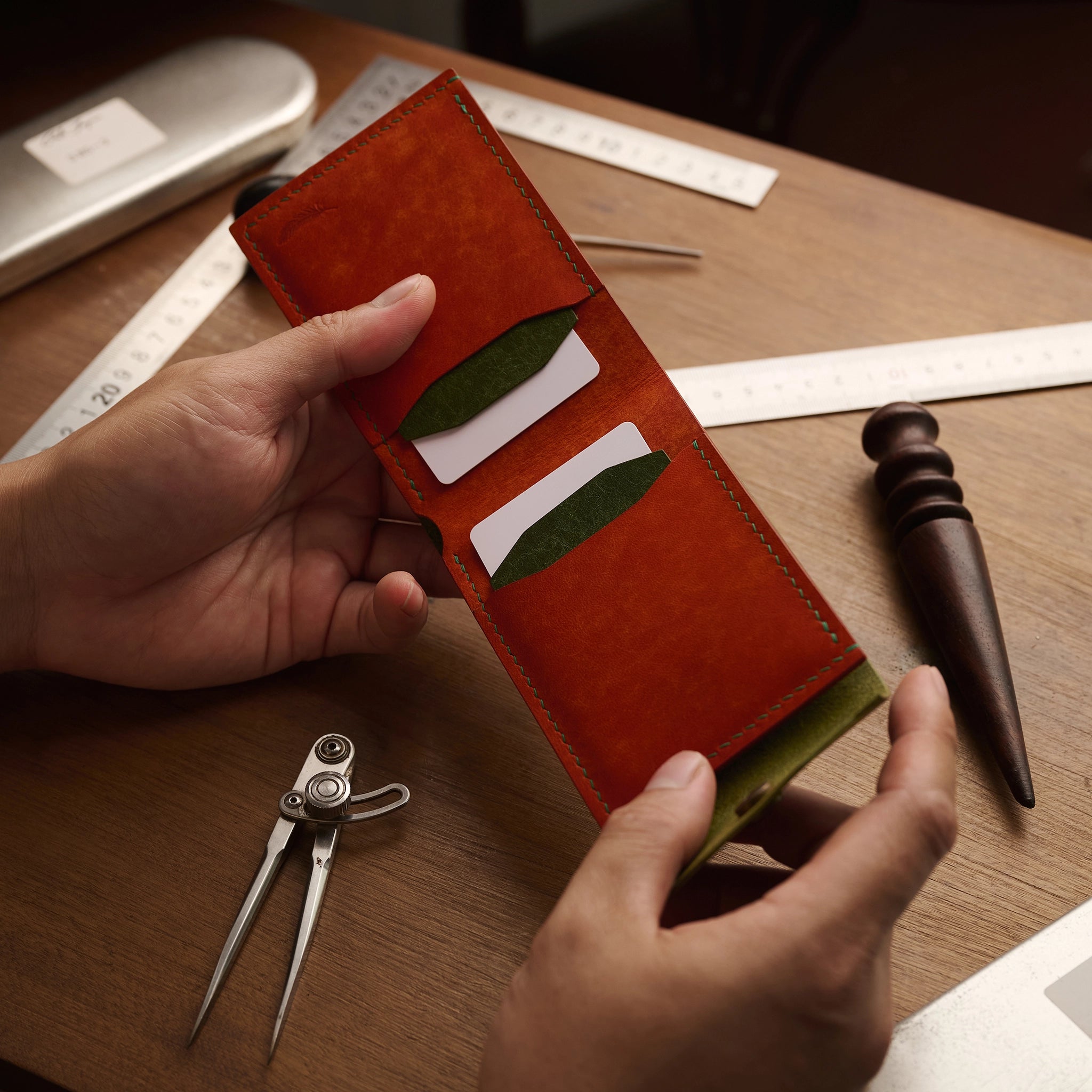 Pueblo Leather Minimal Snap Flap Wallet Ver 2