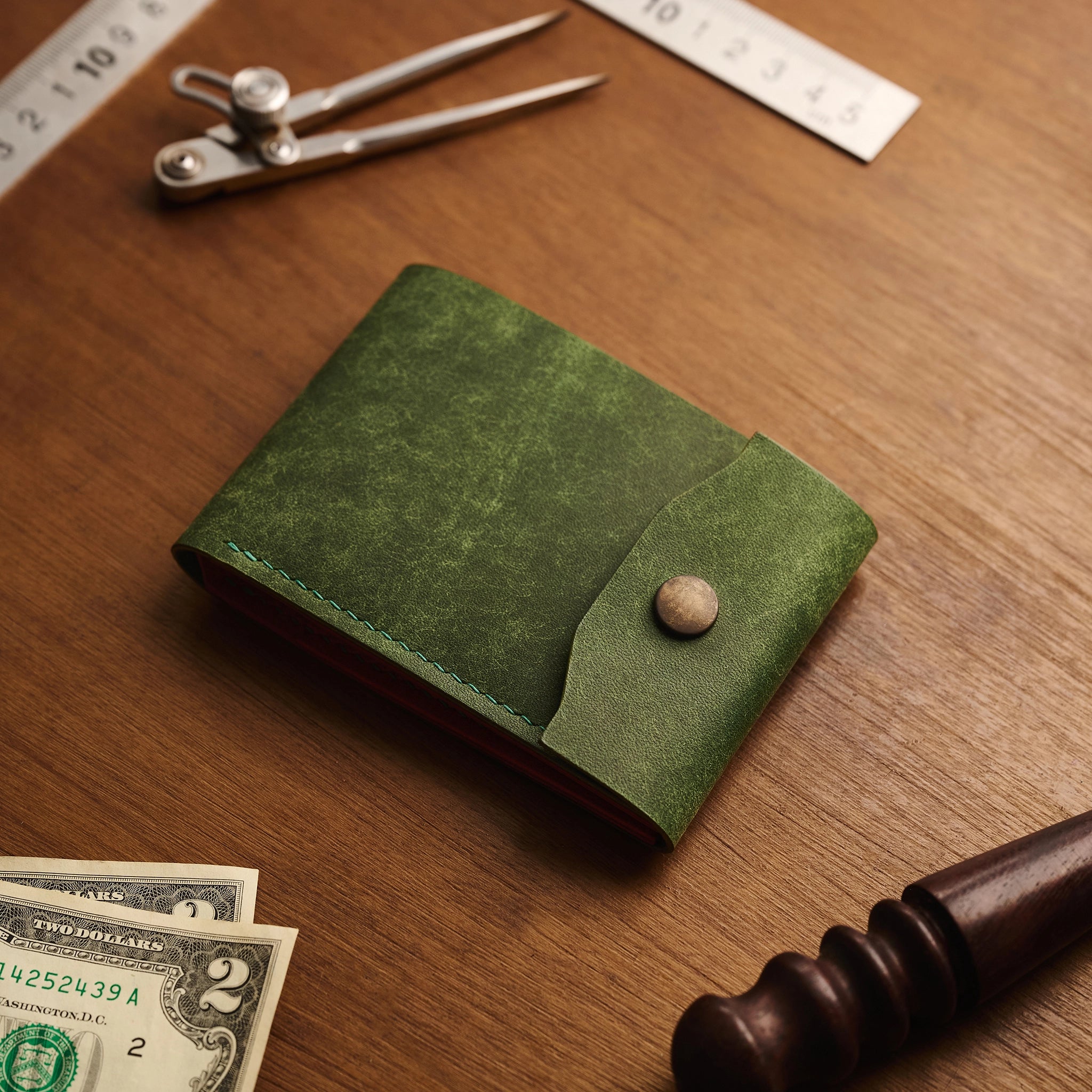 Pueblo Leather Minimal Snap Flap Wallet Ver 2