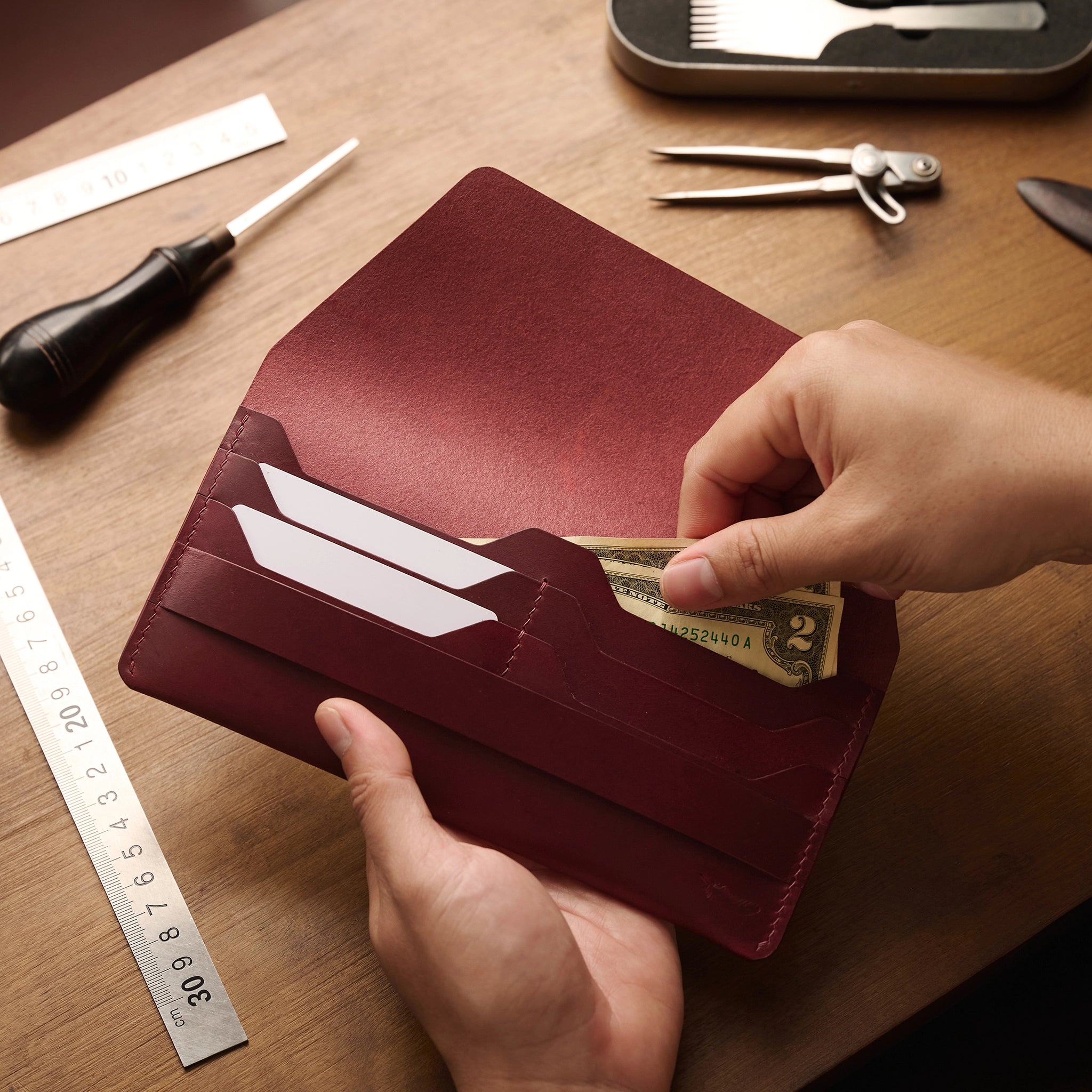 Minimalist Buttero Leather Long Wallet Ver 1