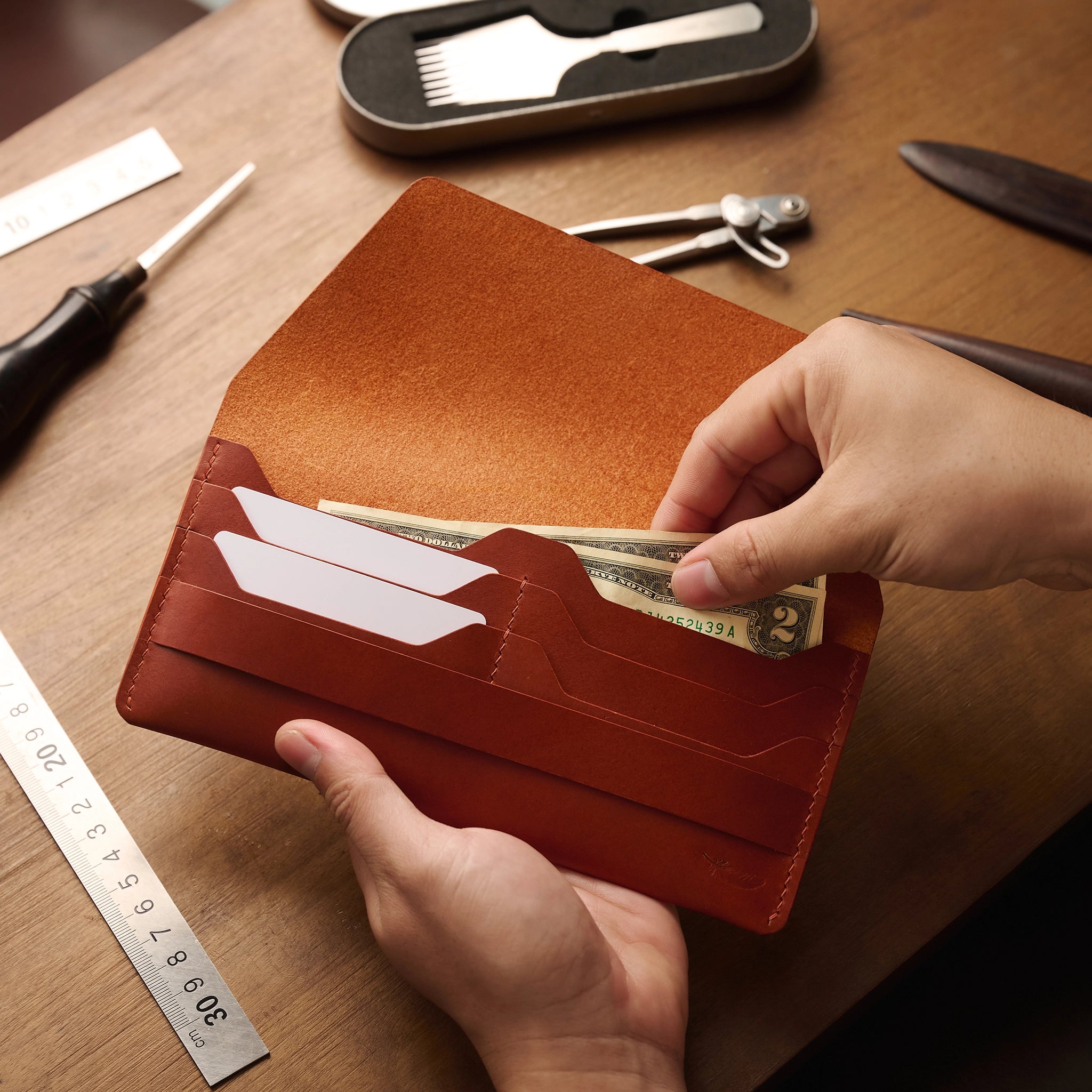 Minimalist Buttero Leather Long Wallet Ver 1