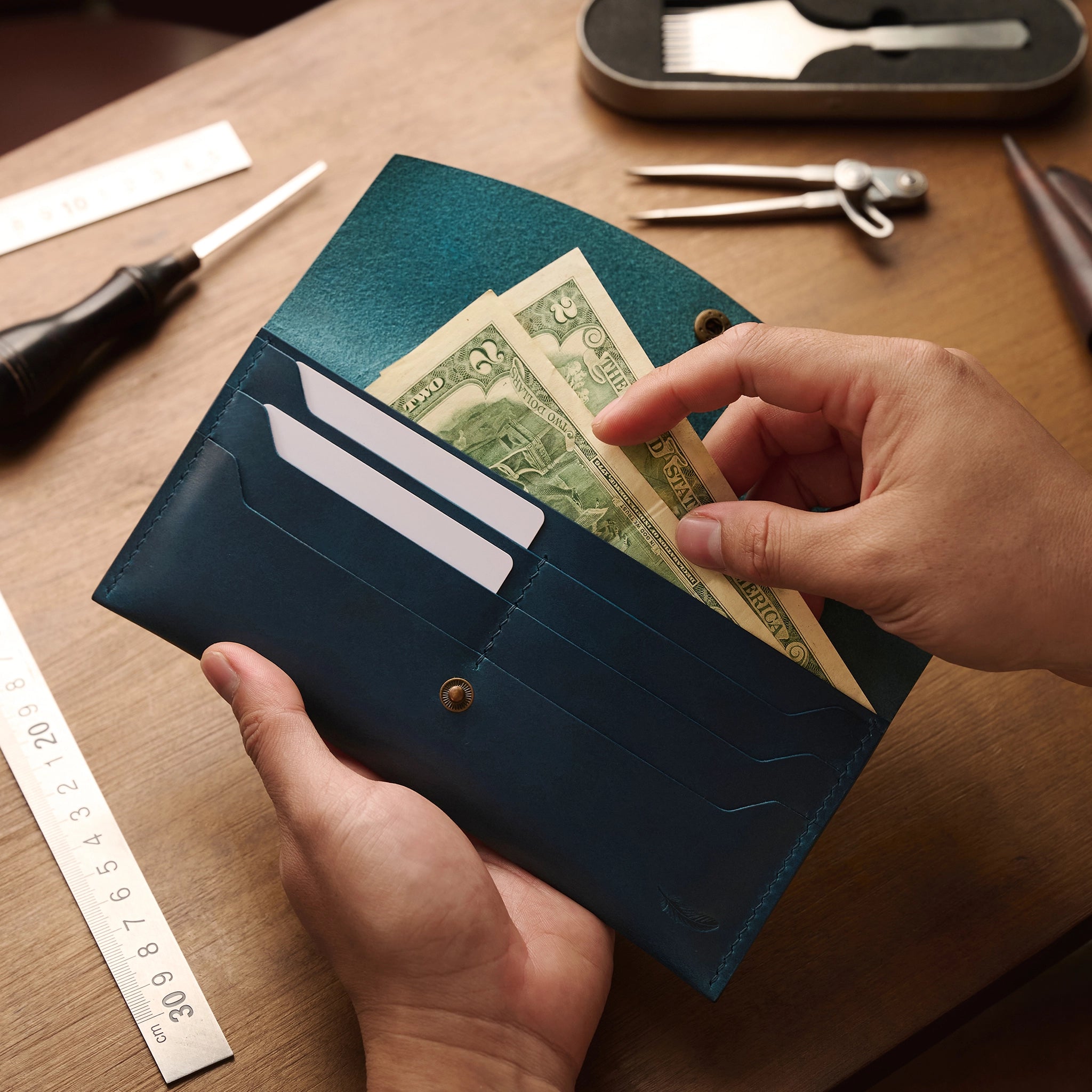 Minimalist Buttero Leather Long Wallet Ver 2