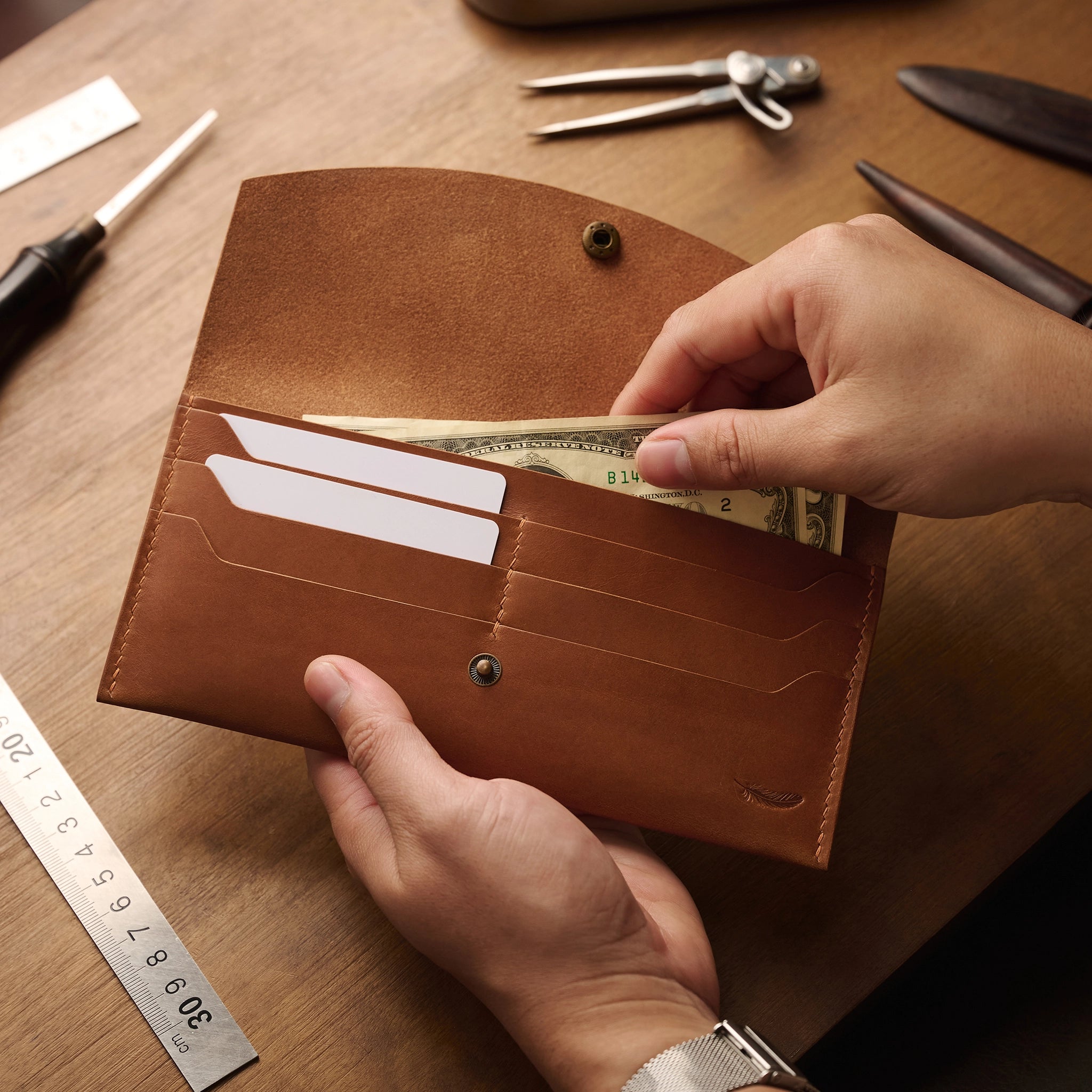 Minimalist Buttero Leather Long Wallet Ver 2