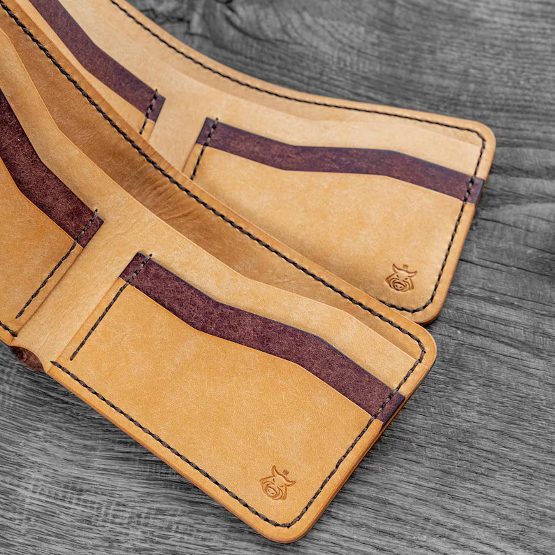 Vegetable Tanned Leather Bifold Wallet – Slim Classic Design