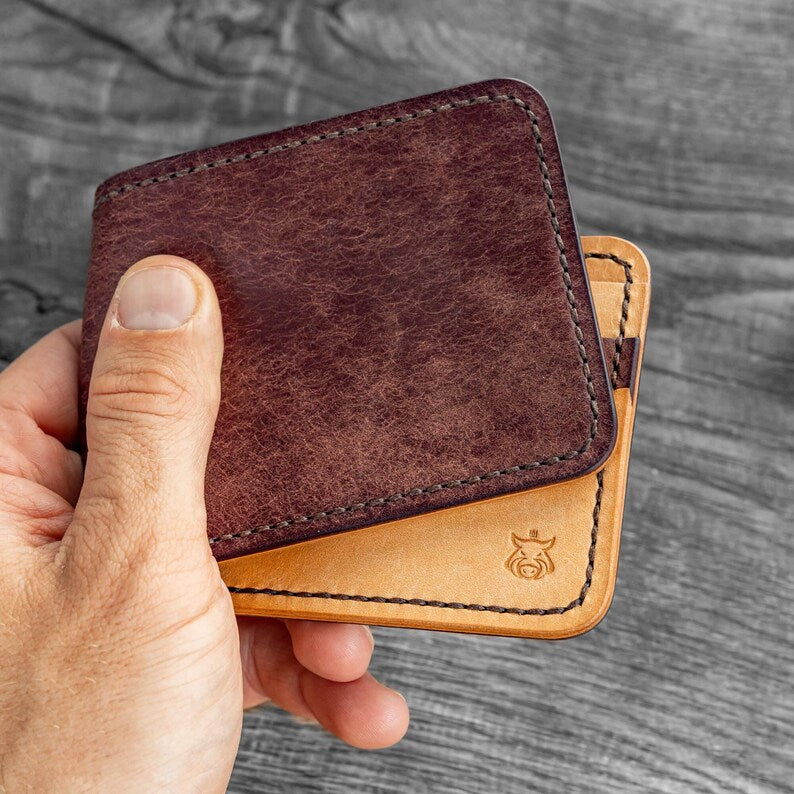 Vegetable Tanned Leather Bifold Wallet – Slim Classic Design