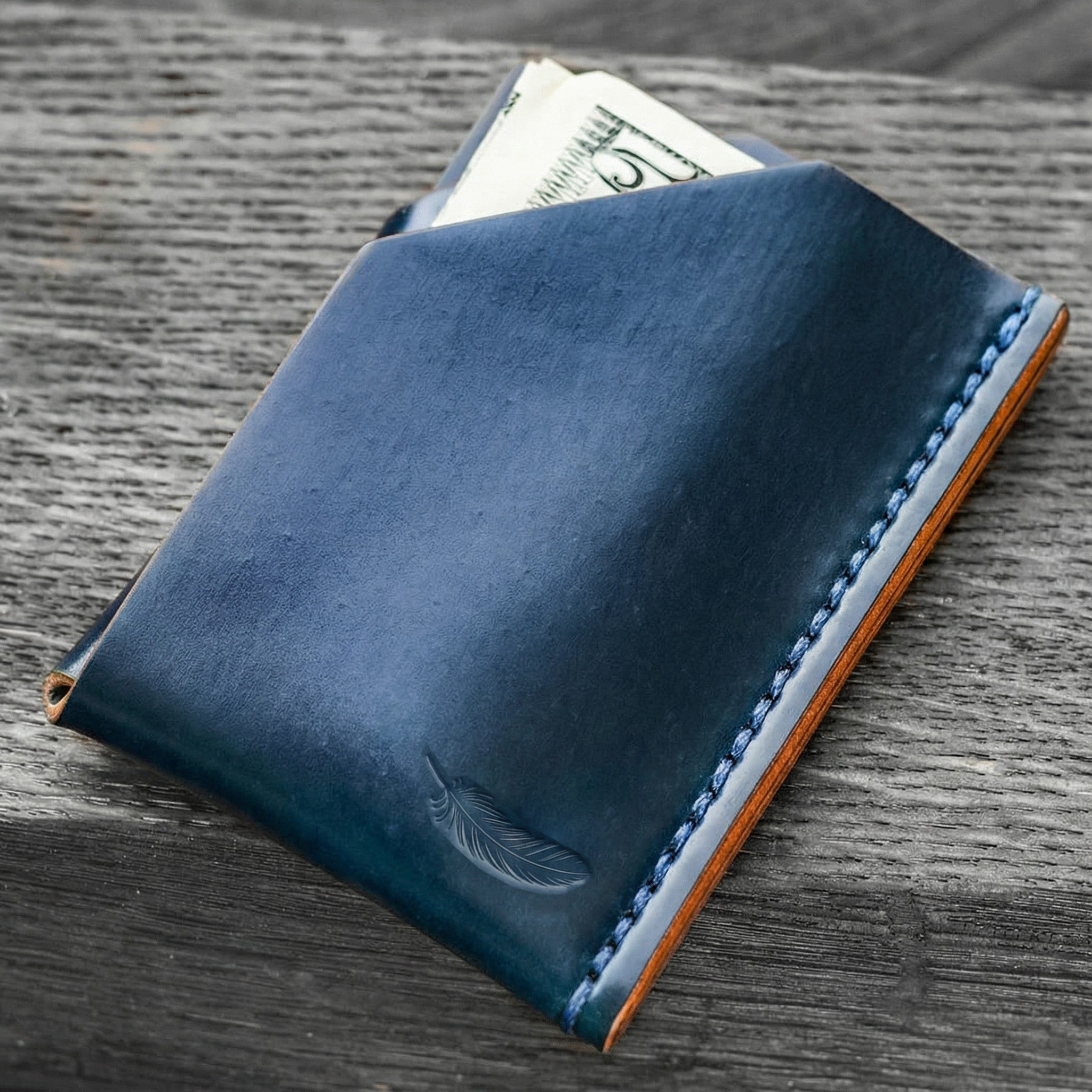 Handmade Horween Shell Cordovan Card Holder – Minimalist Front-Pocket Wallet